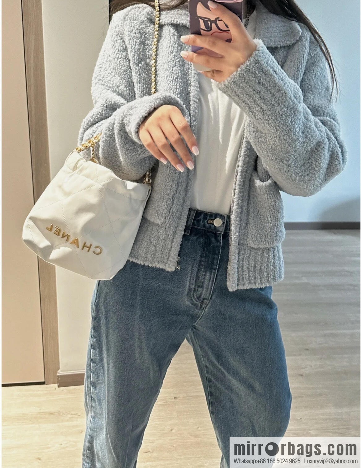 𝗖𝗛𝗔𝗡𝗘𝗟✦ 23s spring and summer new 22Mini bag original leather, white 🤍 AS3980