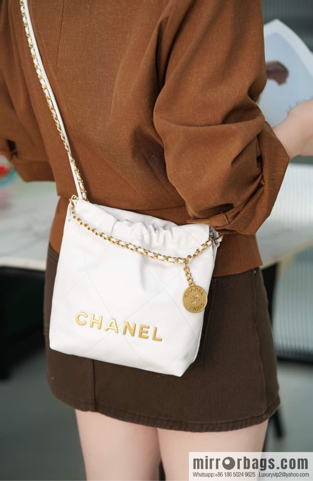 𝗖𝗛𝗔𝗡𝗘𝗟✦ 23s spring and summer new 22Mini bag original leather, white 🤍 AS3980