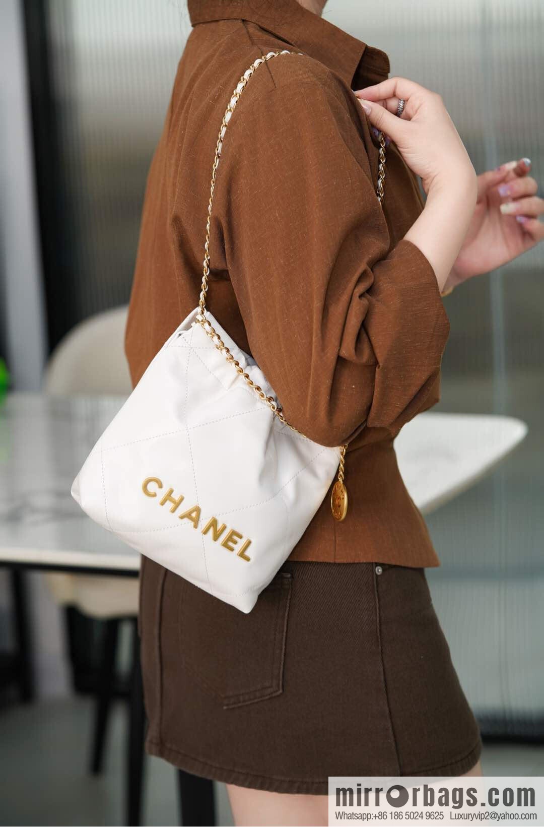 𝗖𝗛𝗔𝗡𝗘𝗟✦ 23s spring and summer new 22Mini bag original leather, white 🤍 AS3980