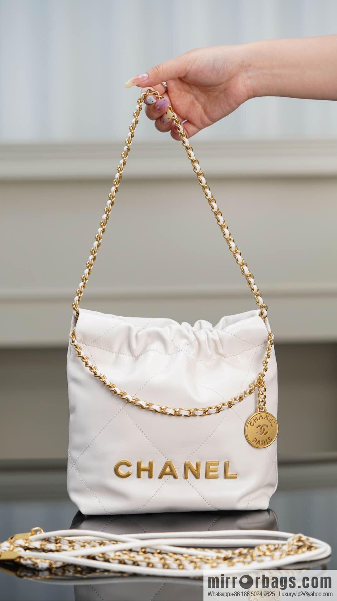 𝗖𝗛𝗔𝗡𝗘𝗟✦ 23s spring and summer new 22Mini bag original leather, white 🤍 AS3980