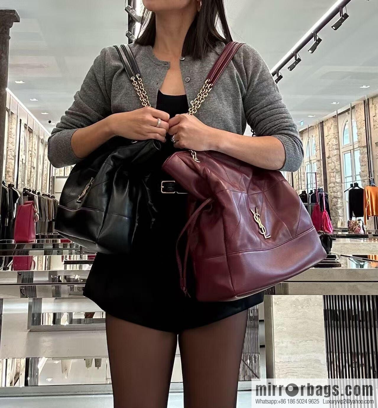 YSL 𝗝𝗮𝗺𝗶𝗲 𝟰.𝟯 large 𝗣𝗢𝗖𝗛𝗢𝗡_ lucky bag bucket bag 809824 burgundy