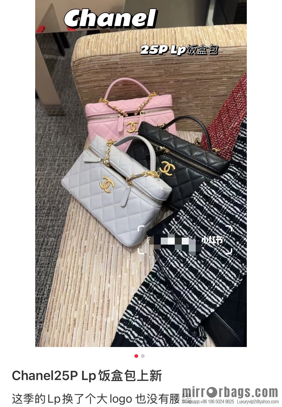 𝐂𝐡𝐚𝐧𝐞𝐥 𝟐𝟓𝐏 new lunch box bag, black gold, lychee cow AP4385