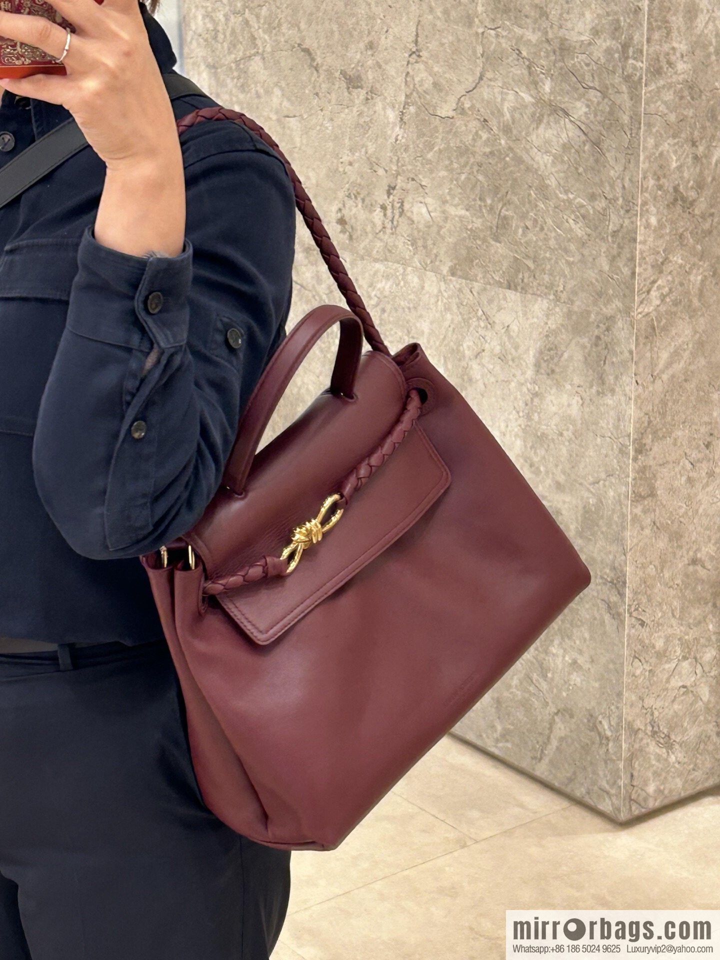 BV Ciao Ciao Handbag 817231 Barolo Burgundy