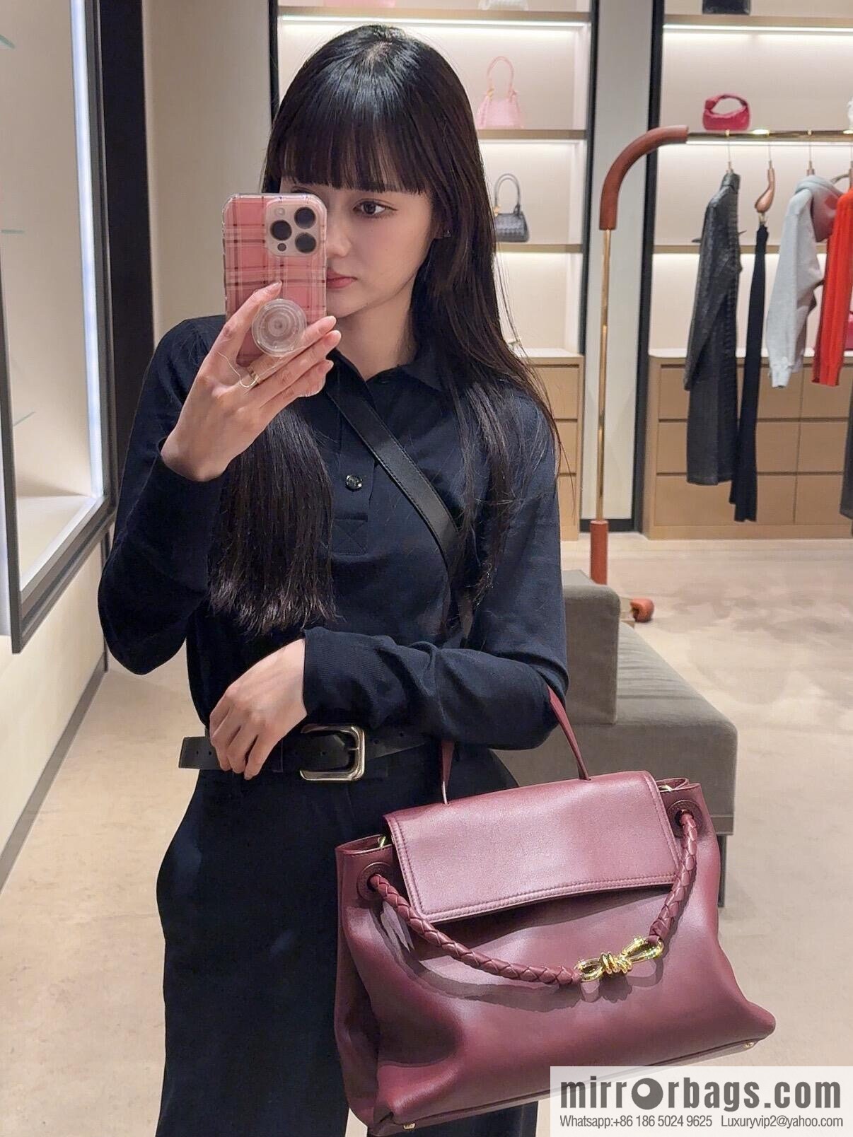 BV Ciao Ciao Handbag 817231 Barolo Burgundy