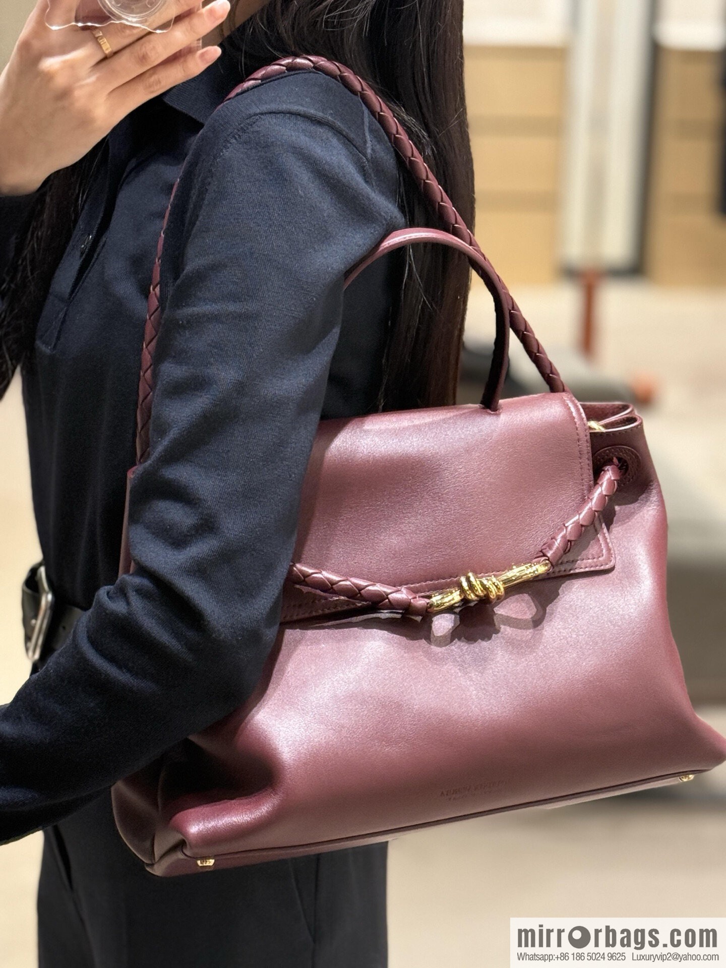 BV Ciao Ciao Handbag 817231 Barolo Burgundy
