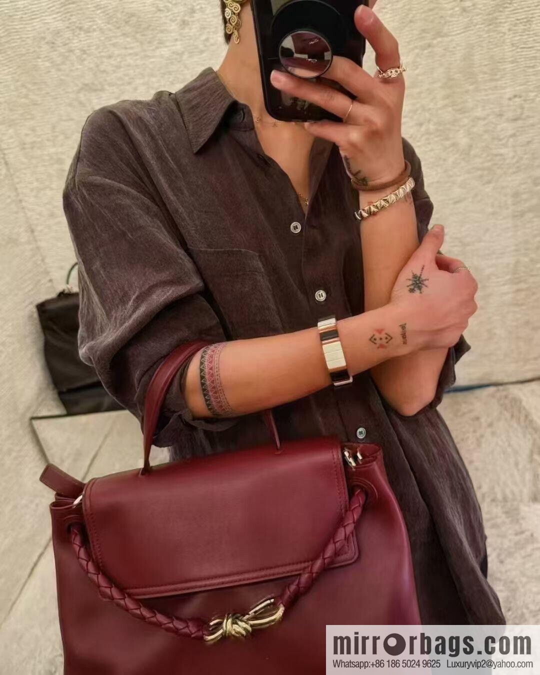 BV Ciao Ciao Handbag 817231 Barolo Burgundy