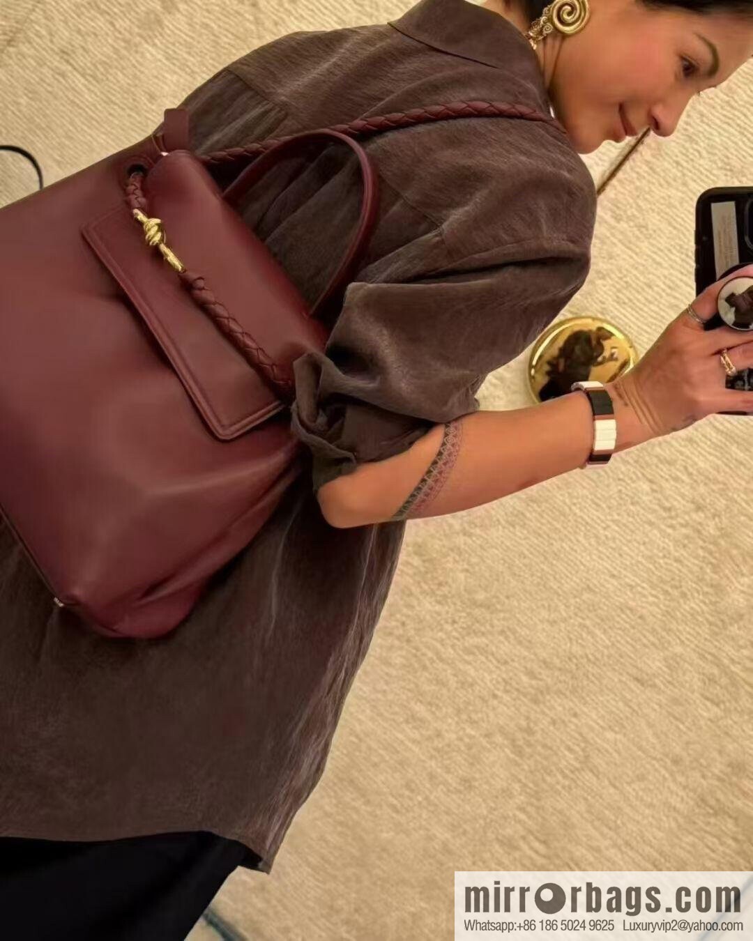 BV Ciao Ciao Handbag 817231 Barolo Burgundy