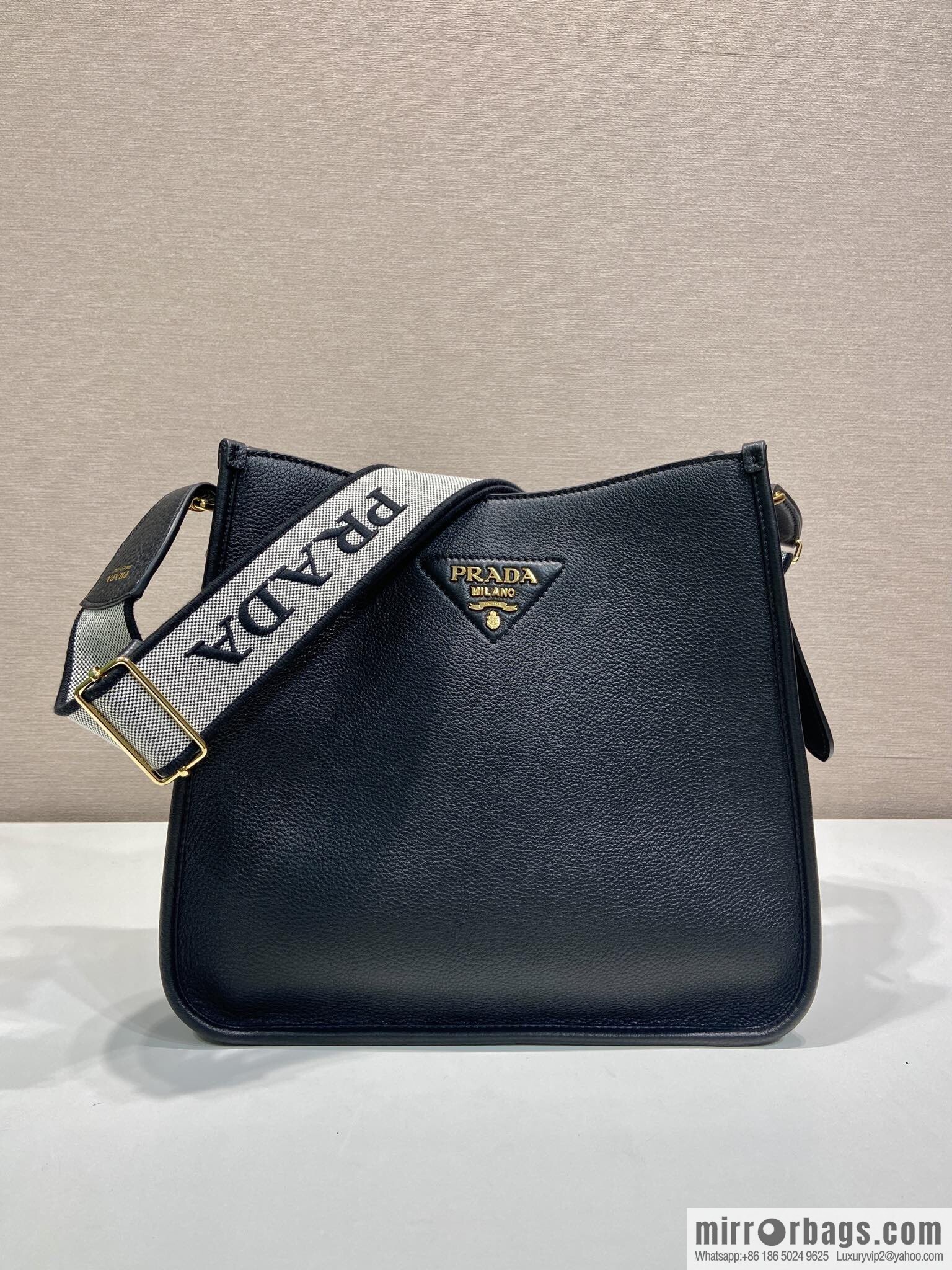 PRADA 👏 new fabric oblique span bag 👏 1BC073-1/large tote bag, black