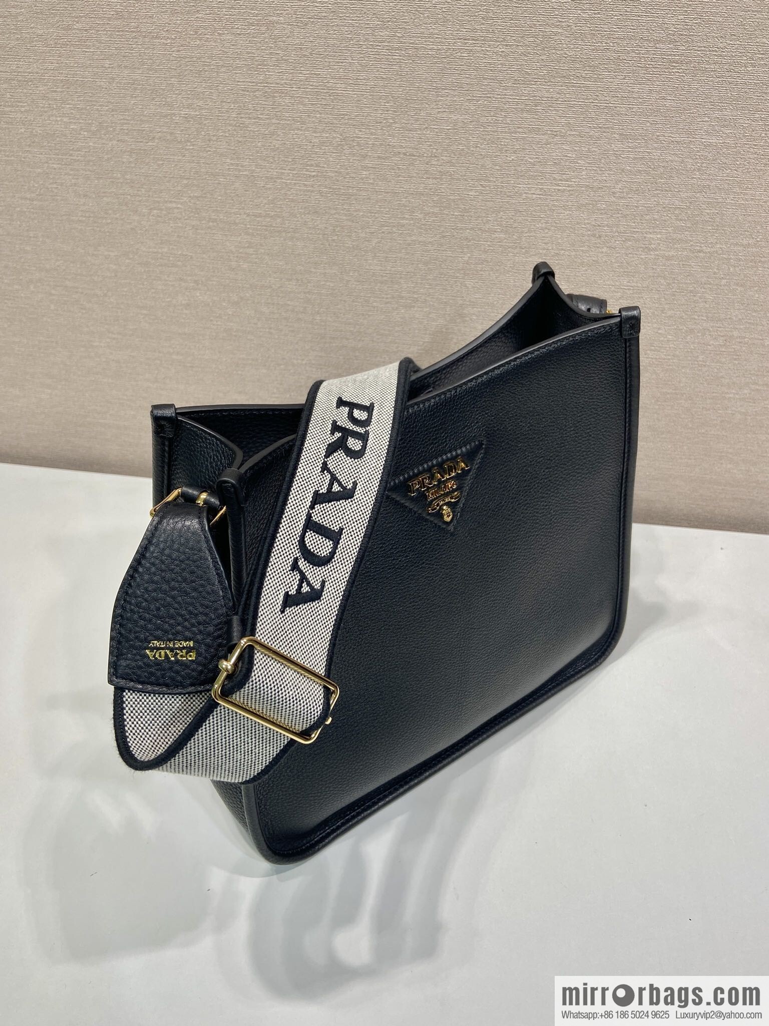 PRADA 👏 new fabric oblique span bag 👏 1BC073-1/large tote bag, black