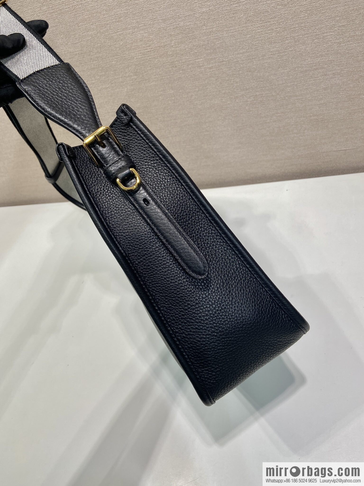 PRADA 👏 new fabric oblique span bag 👏 1BC073-1/large tote bag, black