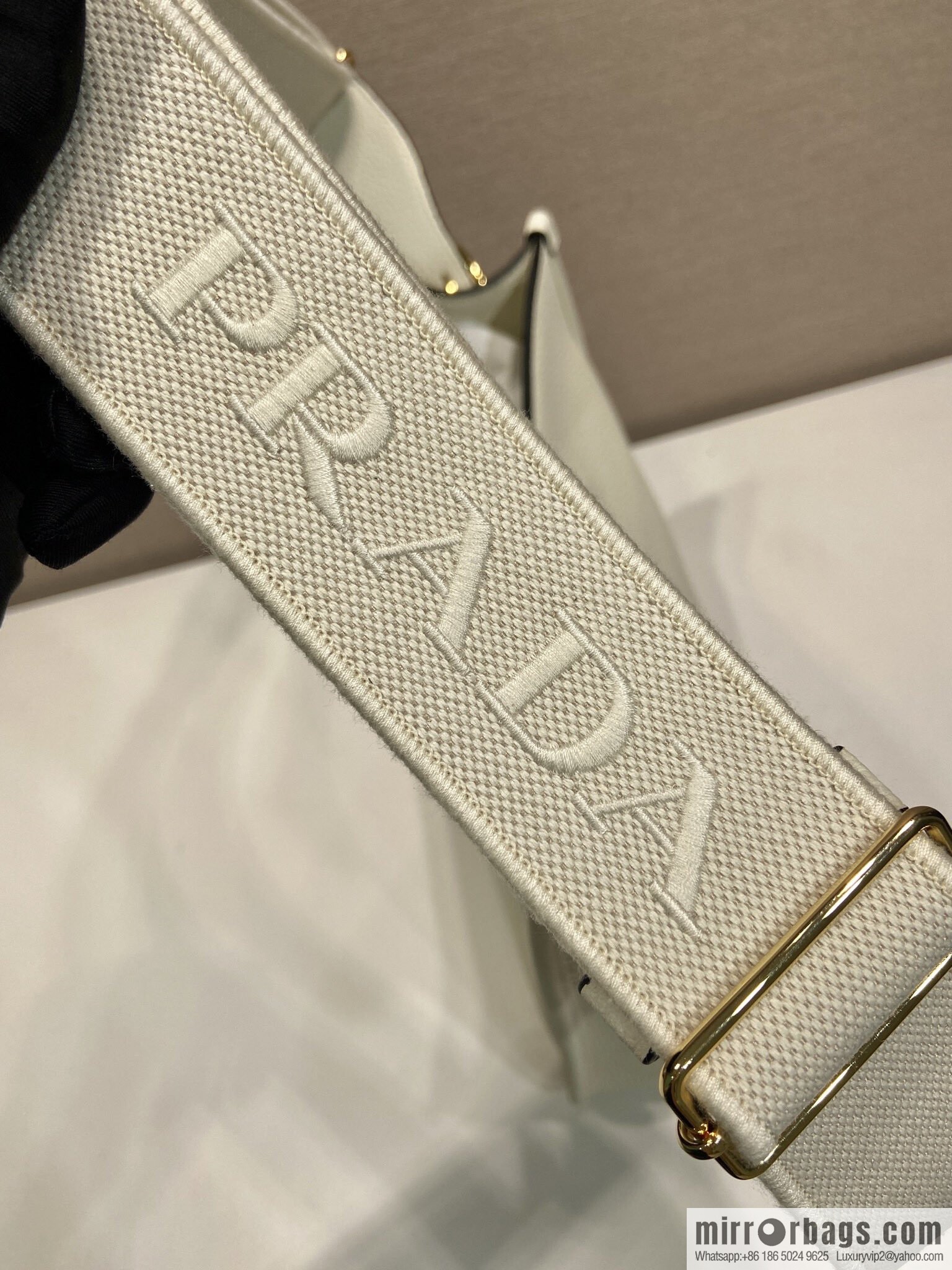 PRADA 👏 new fabric oblique span bag 👏 1BC073-1/large tote bag, white