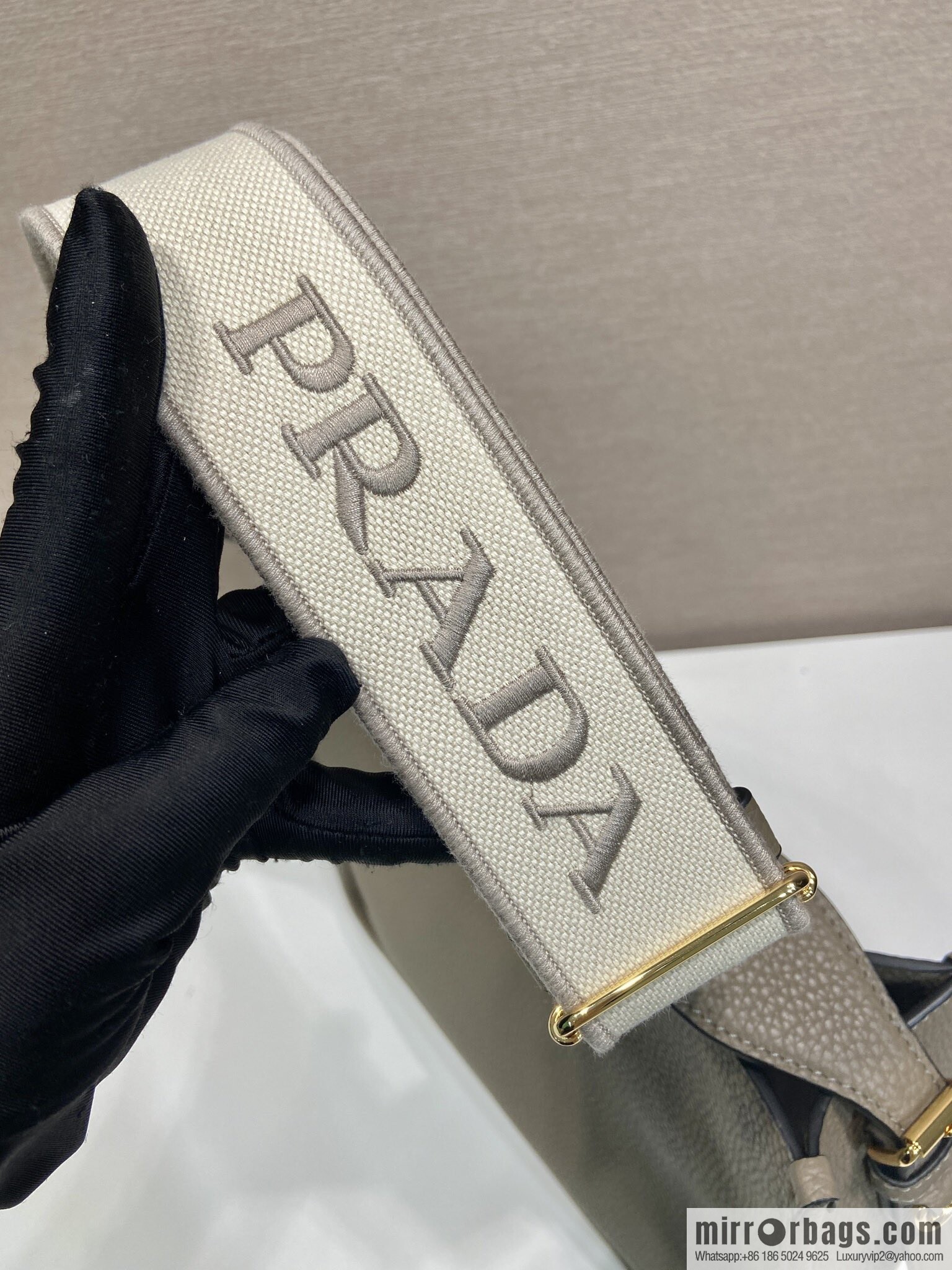 PRADA 👏 new fabric oblique span bag 👏 1BC073-1/large tote bag, grey