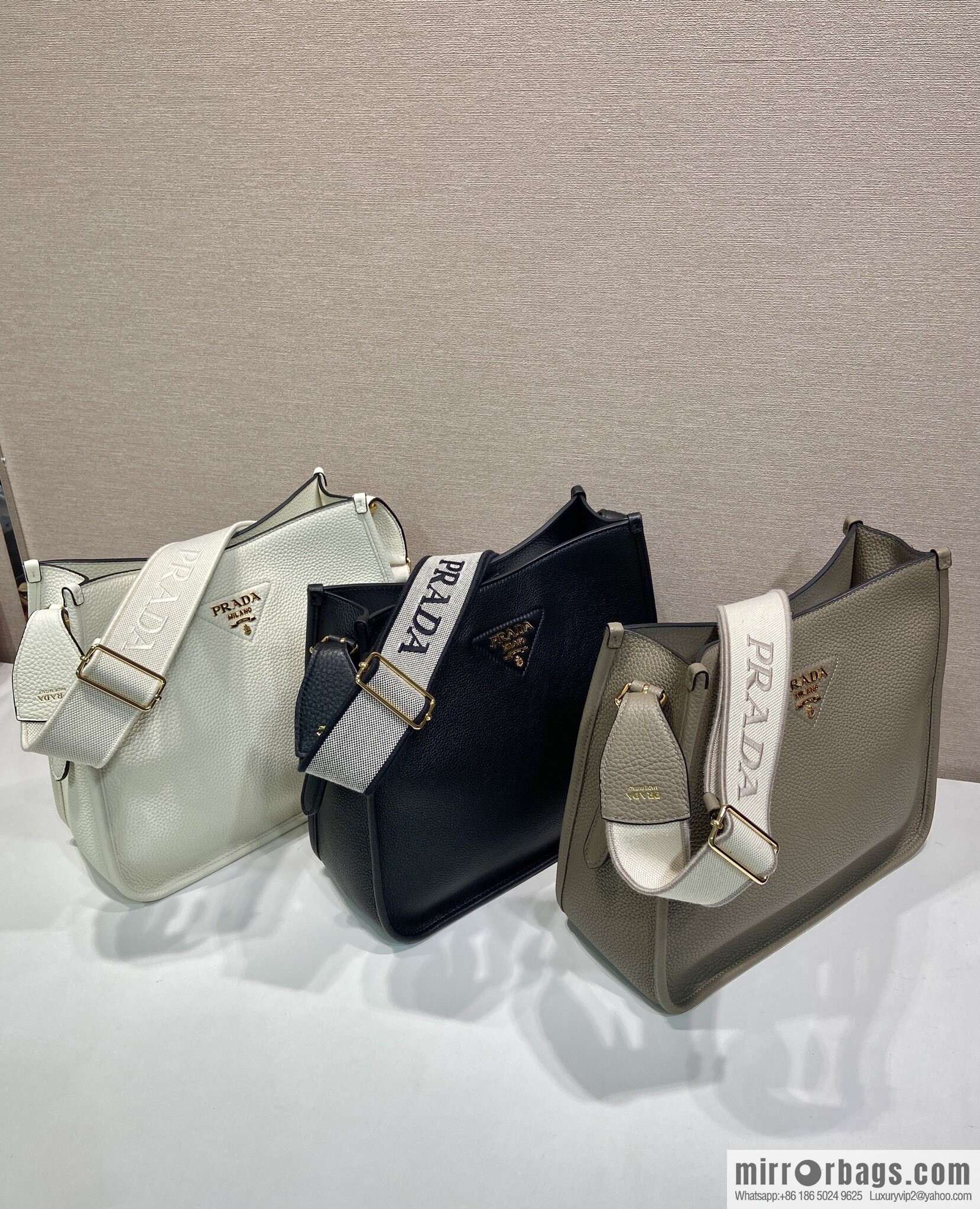 PRADA 👏 new fabric oblique span bag 👏 1BC073-1/large tote bag, grey