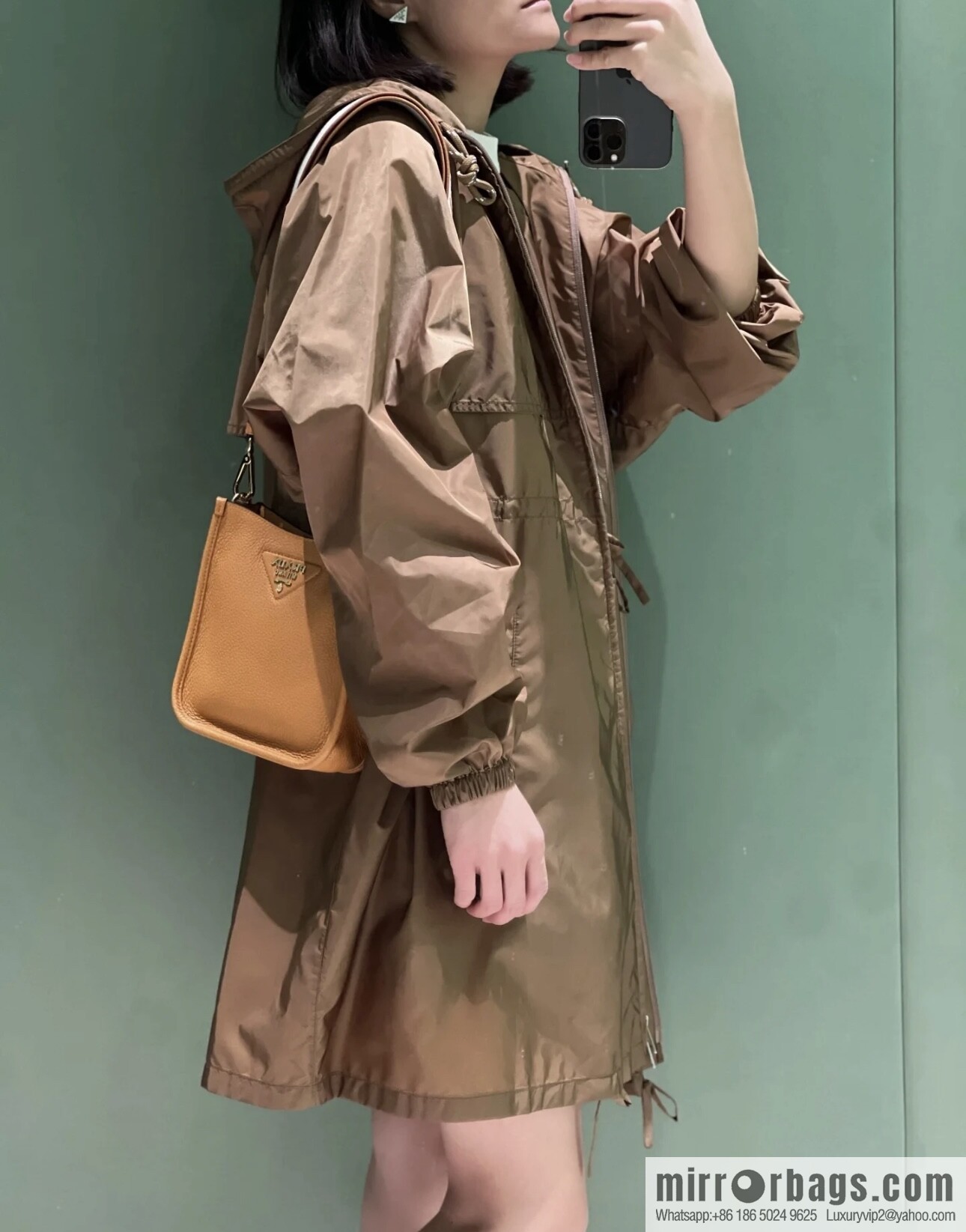PRADA 👏 new shoulder strap bag 👏 1BH191-1/tote bag, caramel color