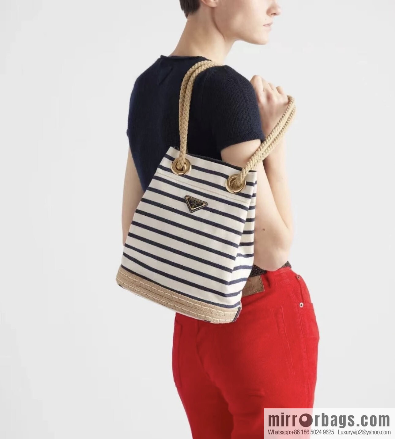 PRADA 🎉 new bucket bag 🎉 1BE082 striped 🎉🎉 black striped