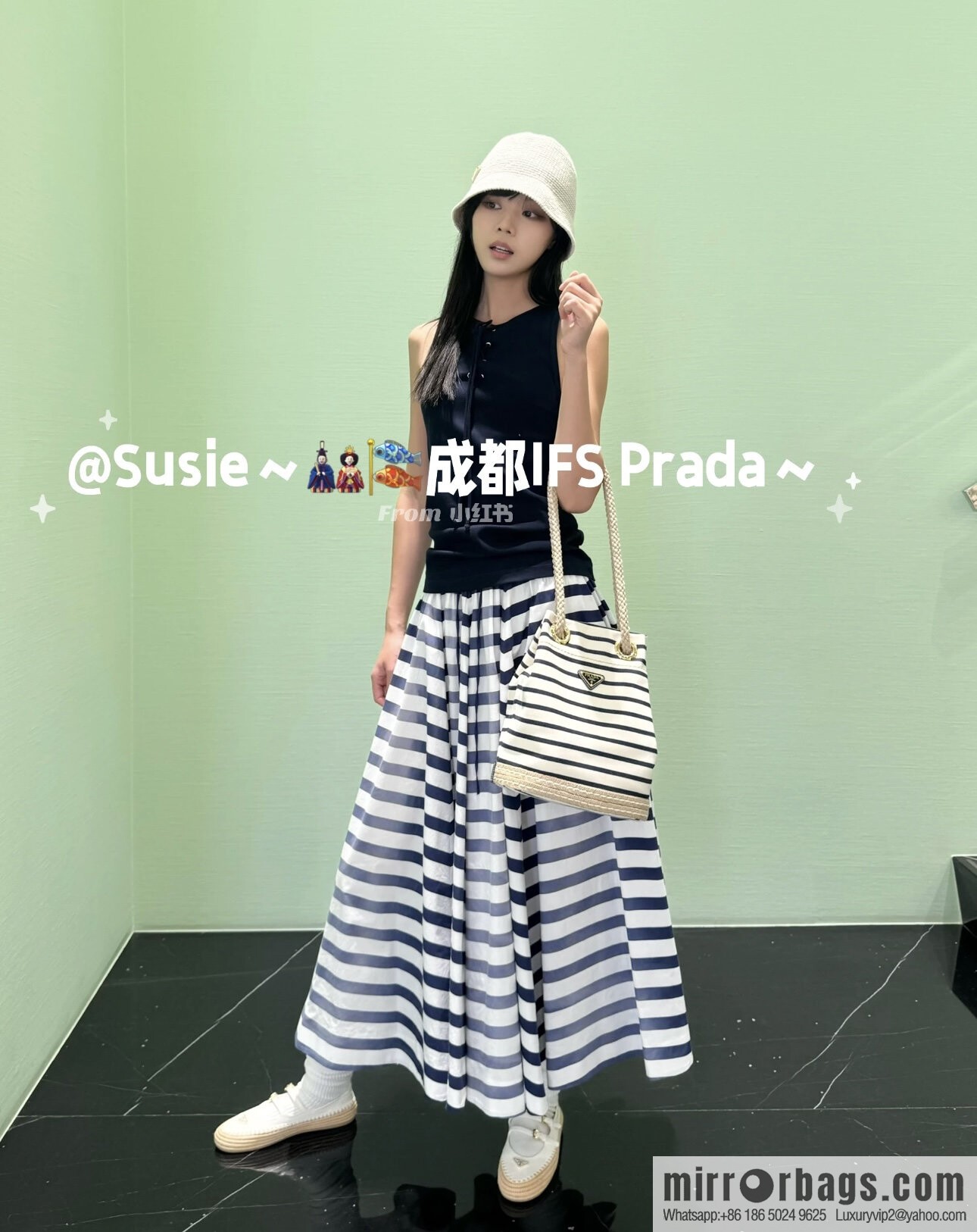 PRADA 🎉 new bucket bag 🎉 1BE082 striped 🎉🎉 black striped