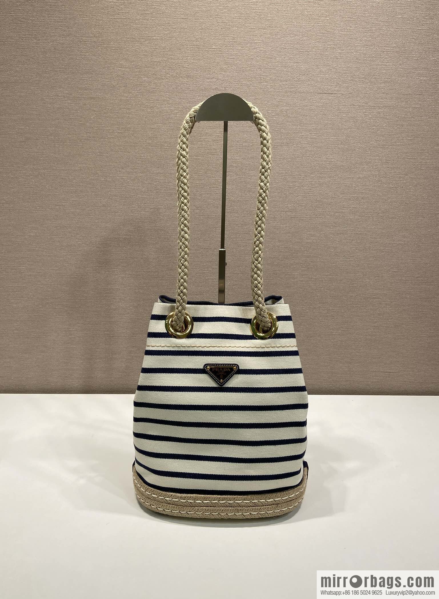 PRADA 🎉 new bucket bag 🎉 1BE082 striped 🎉🎉 black striped