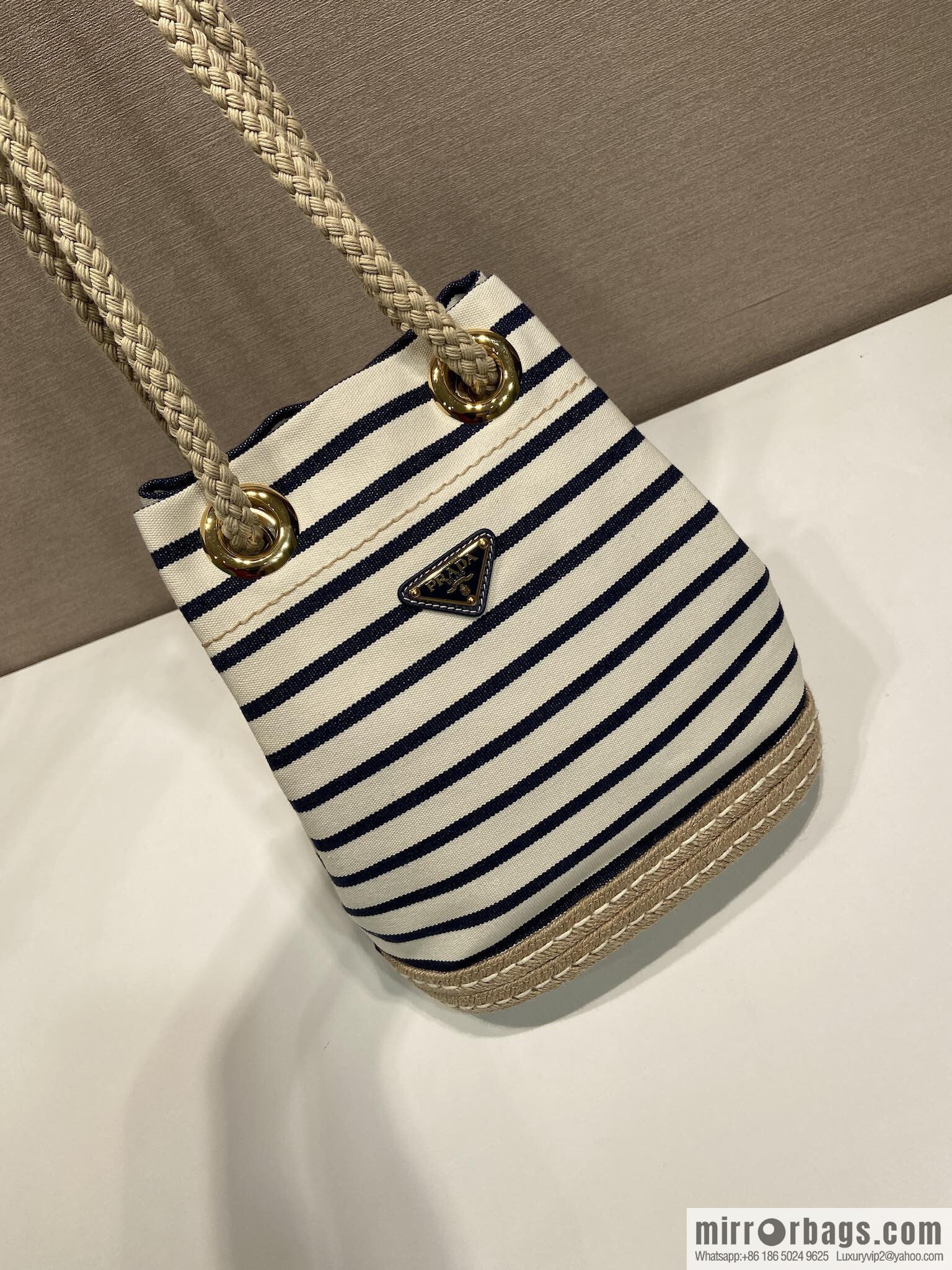 PRADA 🎉 new bucket bag 🎉 1BE082 striped 🎉🎉 black striped