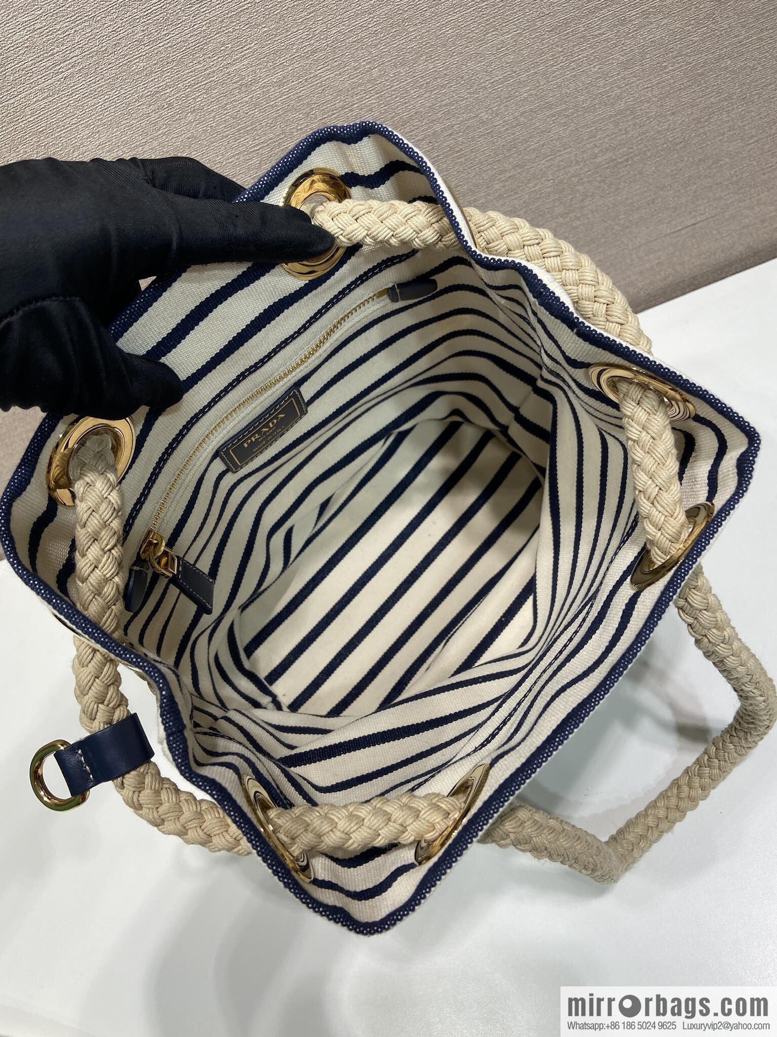 PRADA 🎉 new bucket bag 🎉 1BE082 striped 🎉🎉 black striped