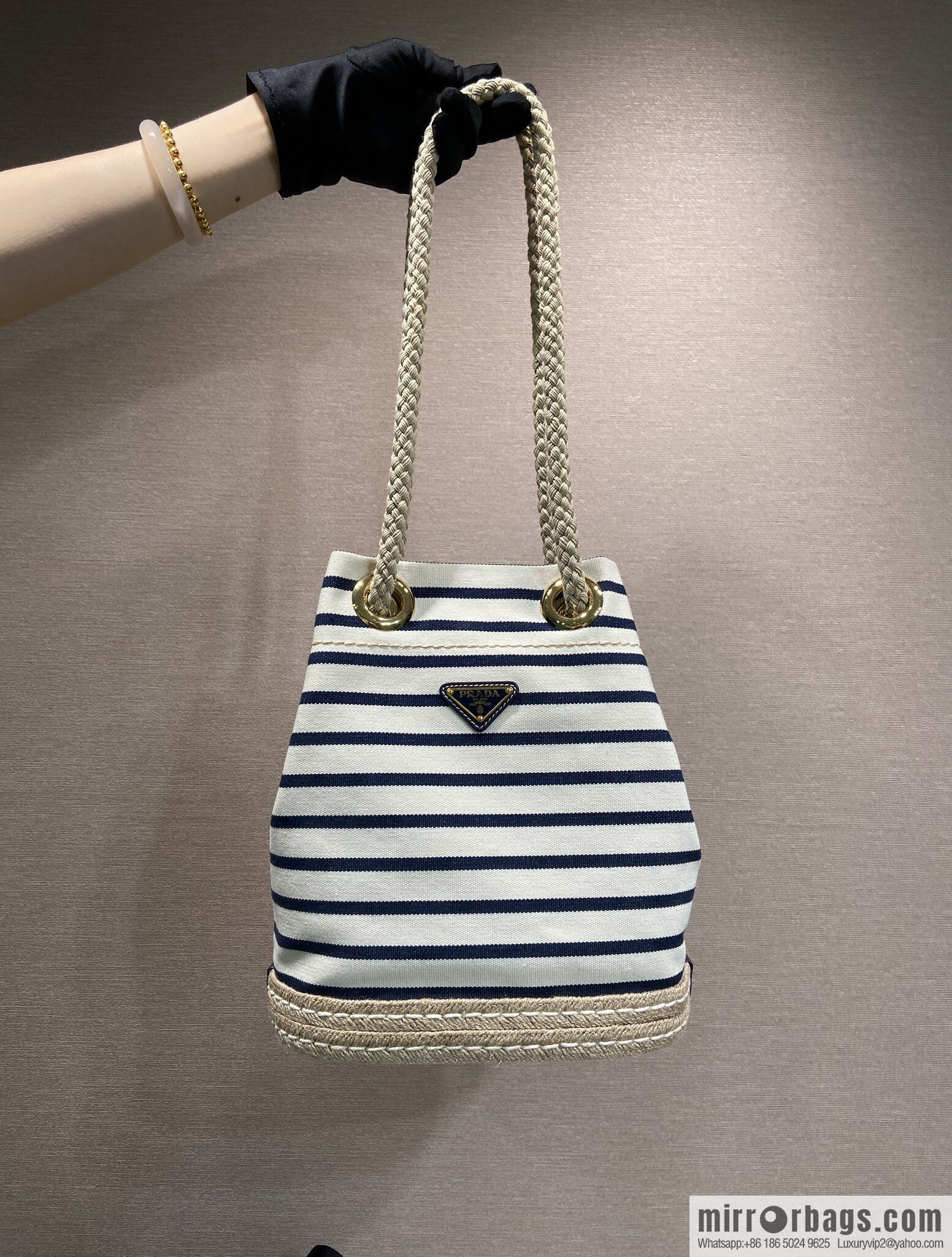 PRADA 🎉 new bucket bag 🎉 1BE082 striped 🎉🎉 black striped