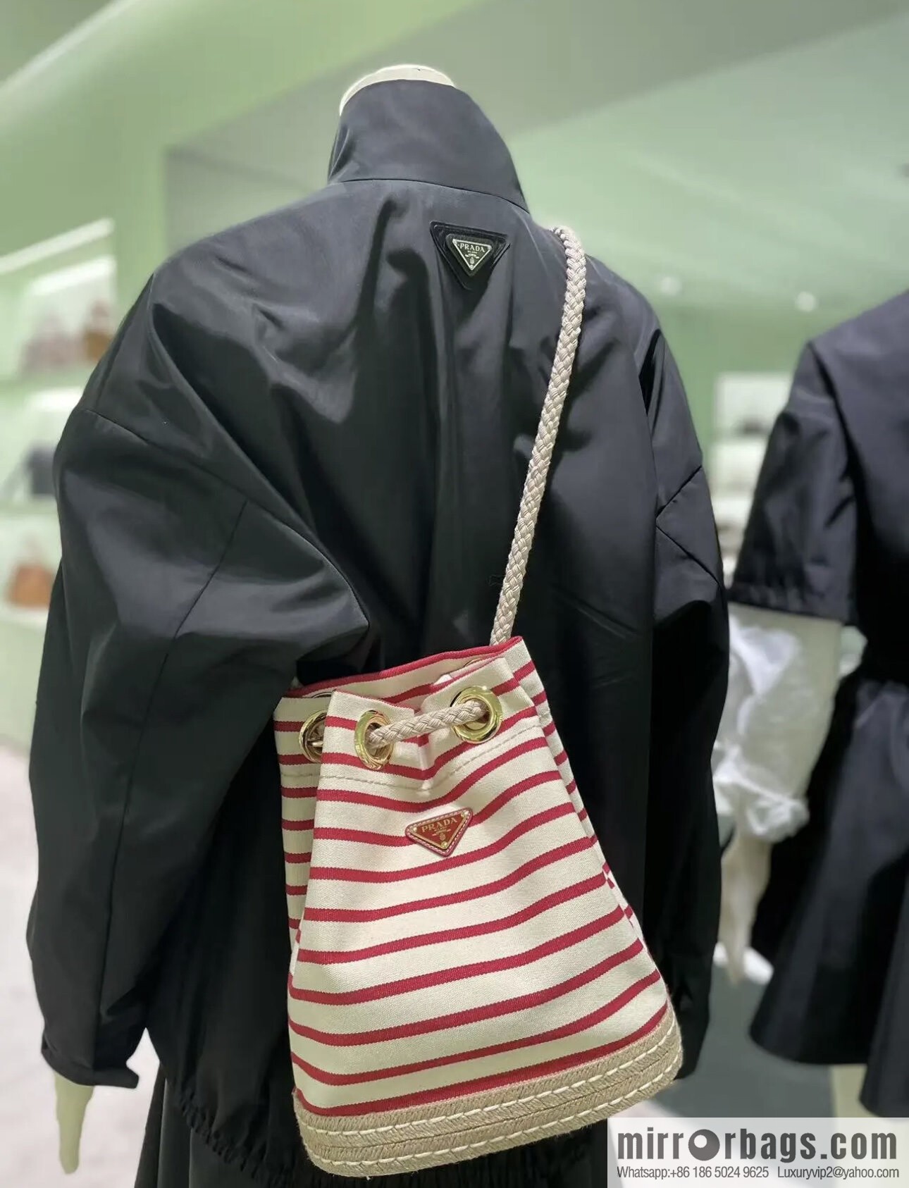 PRADA 🎉 new bucket bag 🎉 1BE082 striped 🎉🎉 red stripes