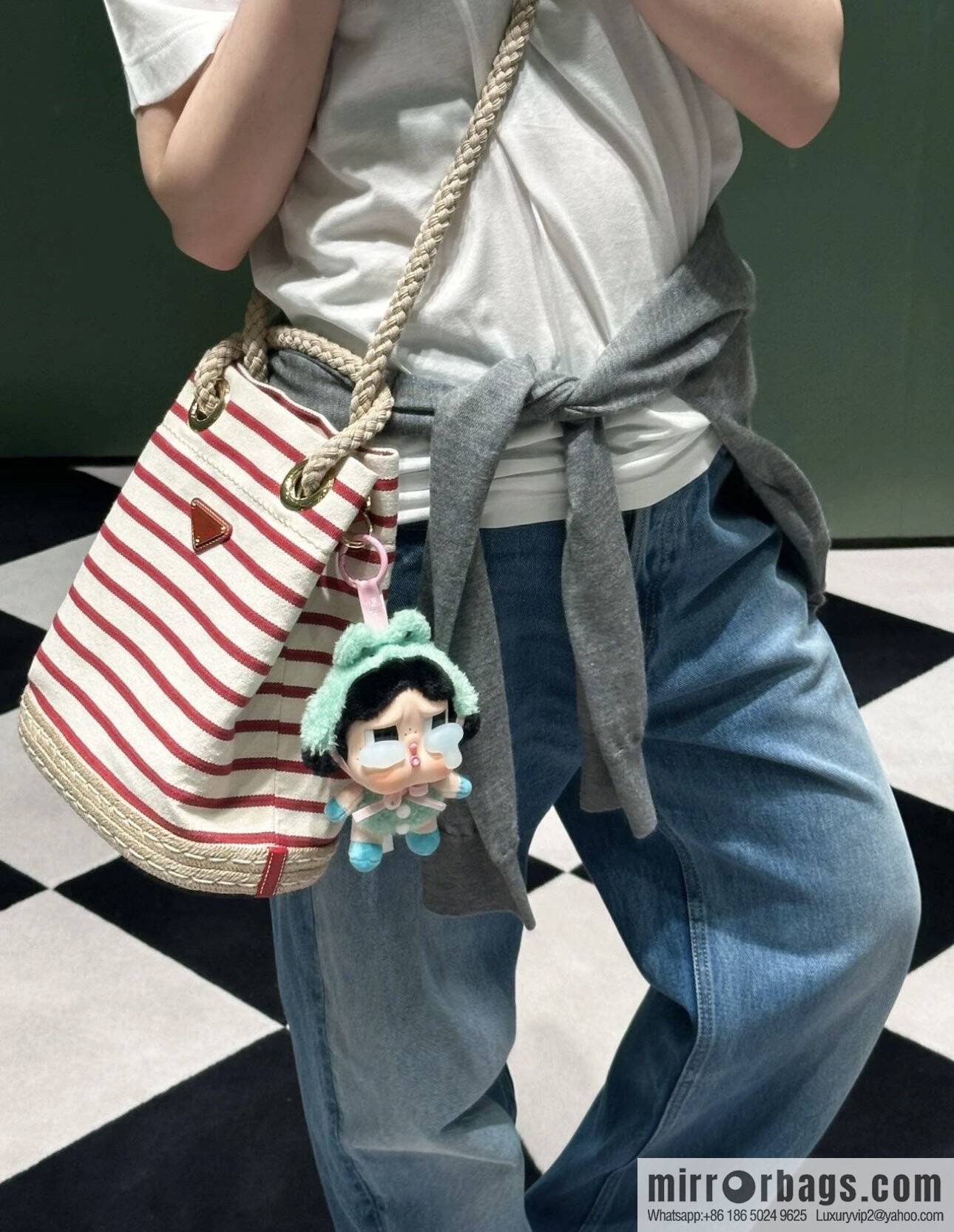 PRADA 🎉 new bucket bag 🎉 1BE082 striped 🎉🎉 red stripes