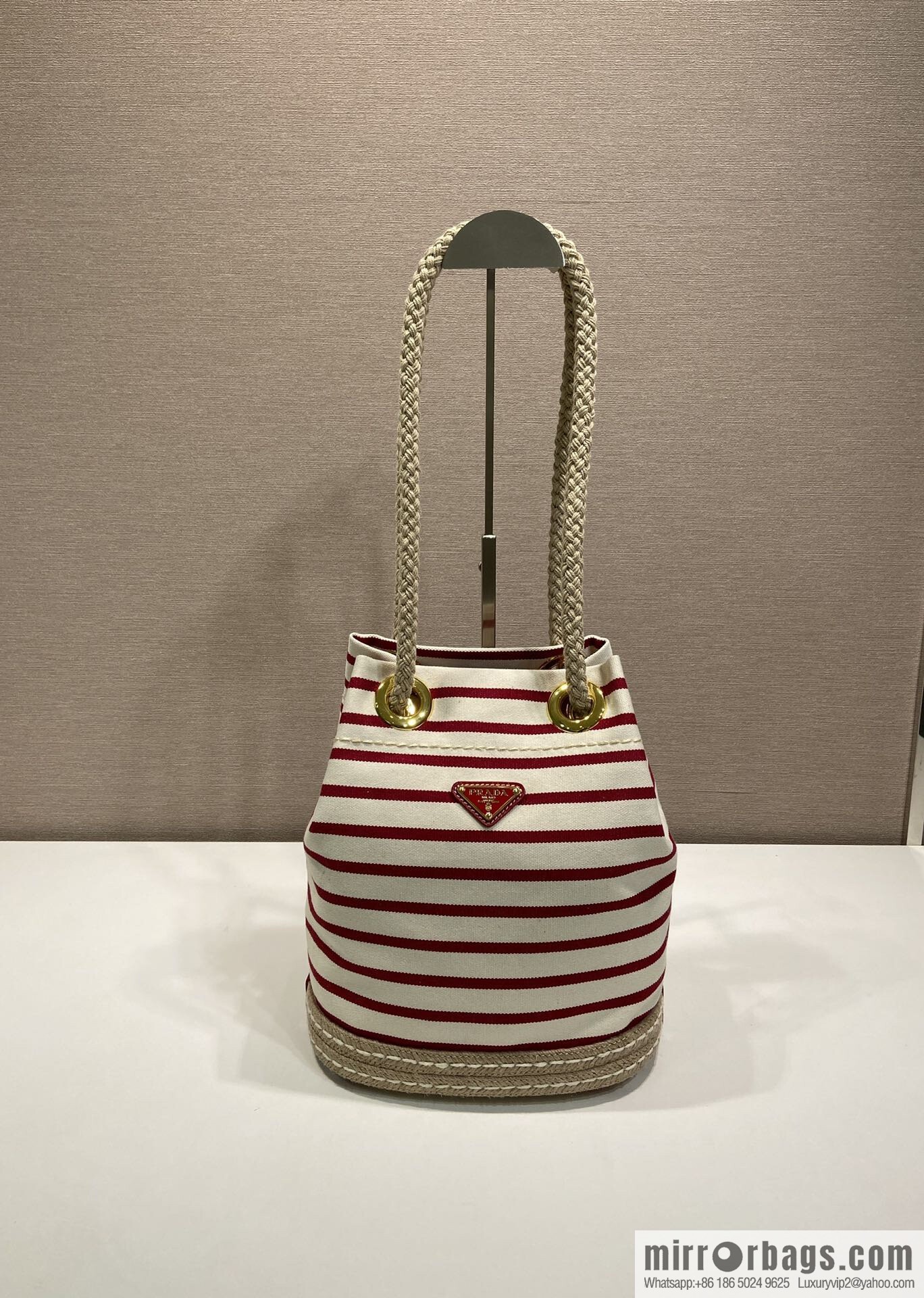 PRADA 🎉 new bucket bag 🎉 1BE082 striped 🎉🎉 red stripes