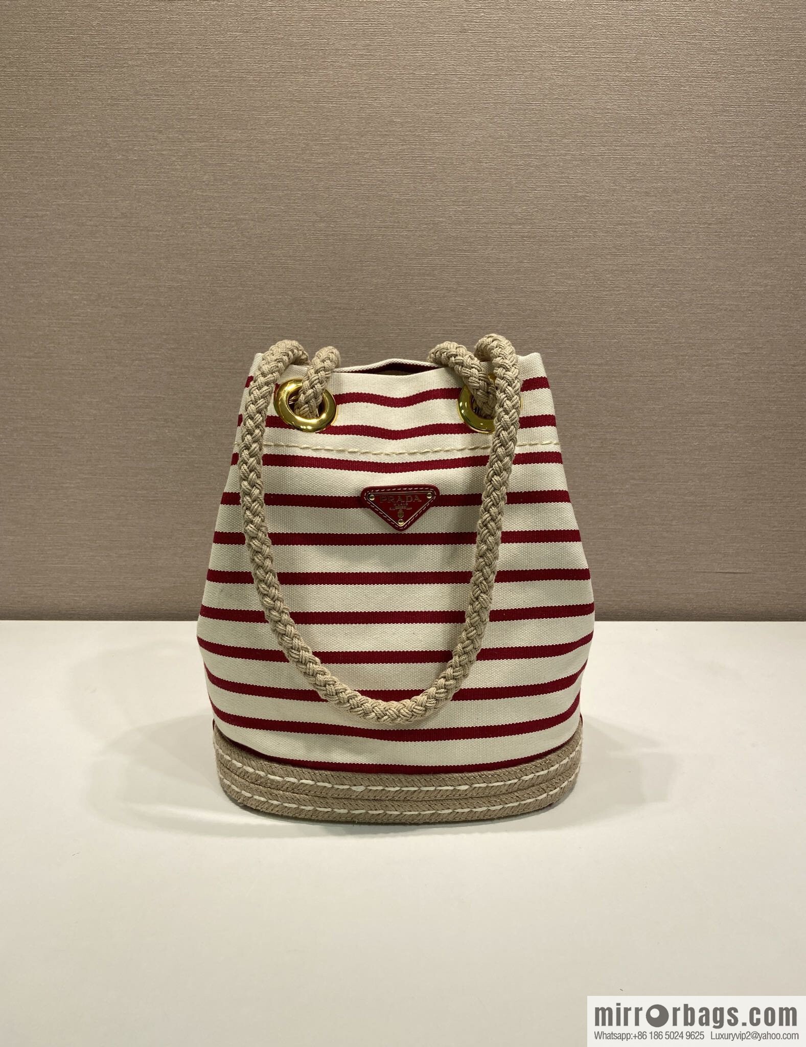 PRADA 🎉 new bucket bag 🎉 1BE082 striped 🎉🎉 red stripes