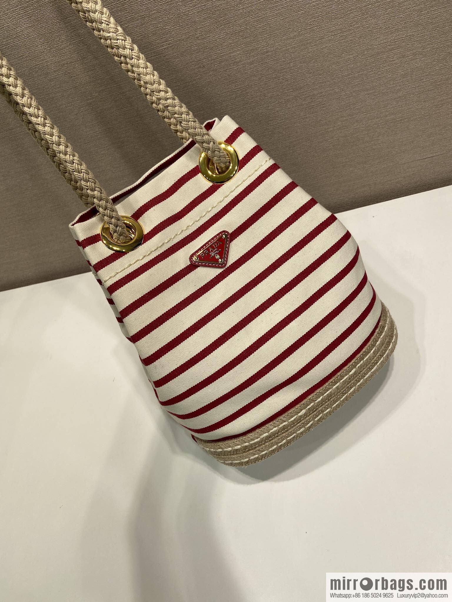 PRADA 🎉 new bucket bag 🎉 1BE082 striped 🎉🎉 red stripes