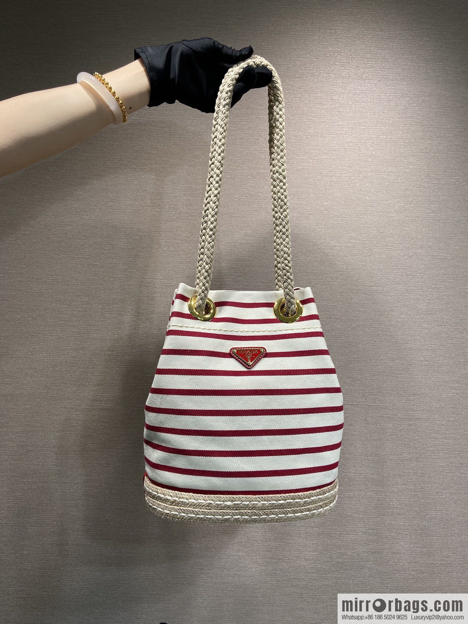 PRADA 🎉 new bucket bag 🎉 1BE082 striped 🎉🎉 red stripes