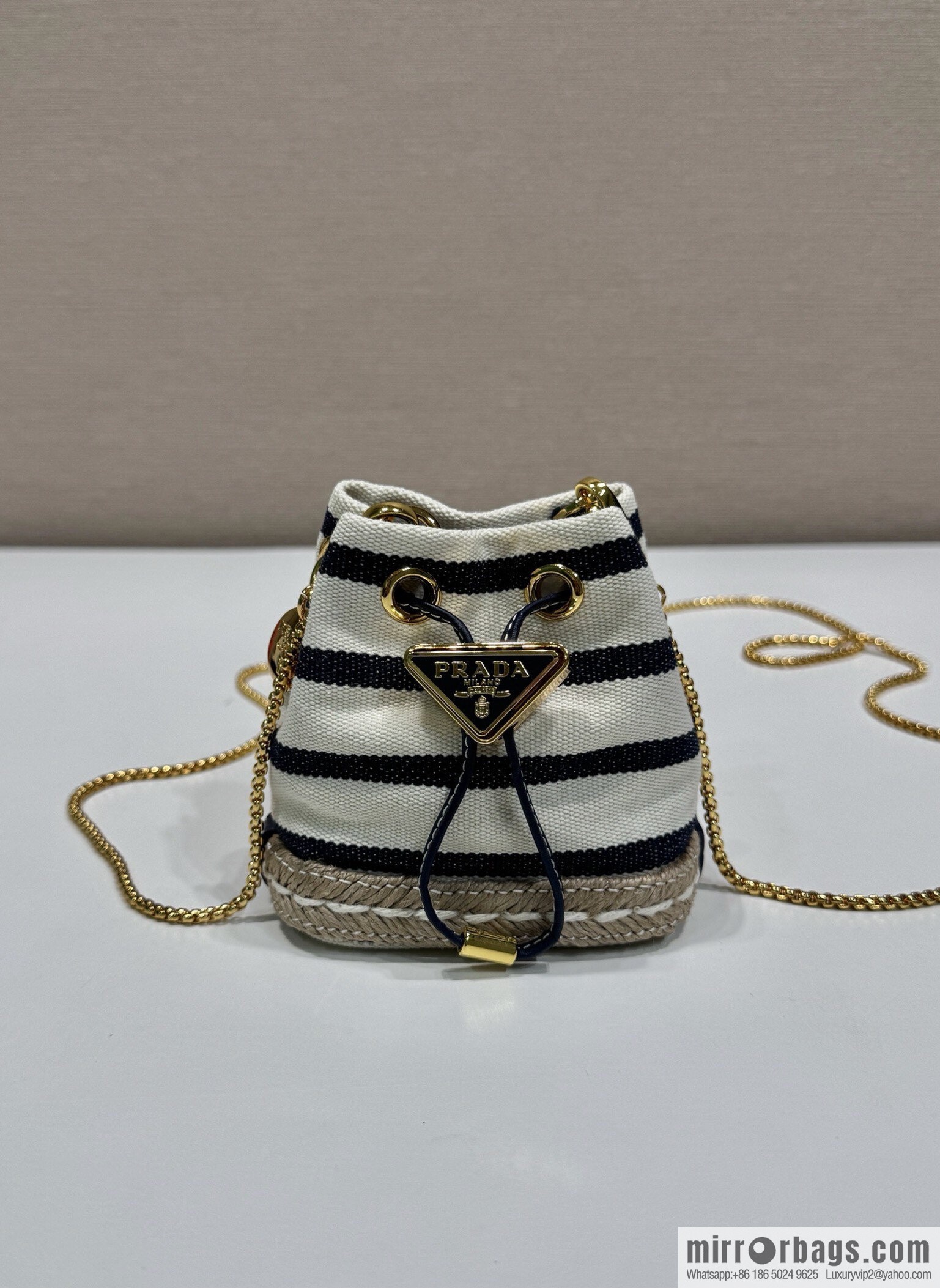 PRADA 🎉 Mini Bucket 🎉 1NR016 Striped 🎉🎉 Black Striped