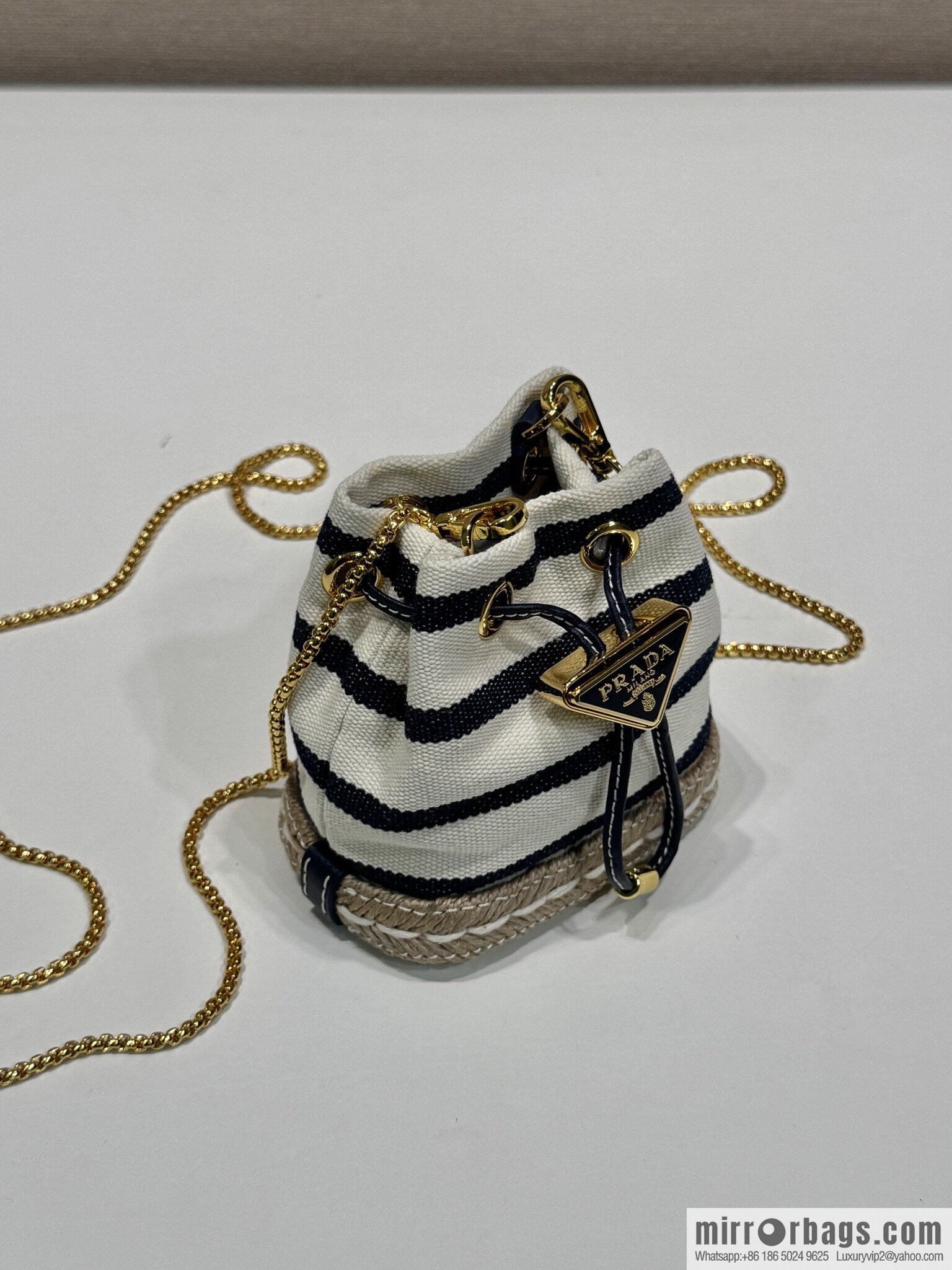 PRADA 🎉 Mini Bucket 🎉 1NR016 Striped 🎉🎉 Black Striped