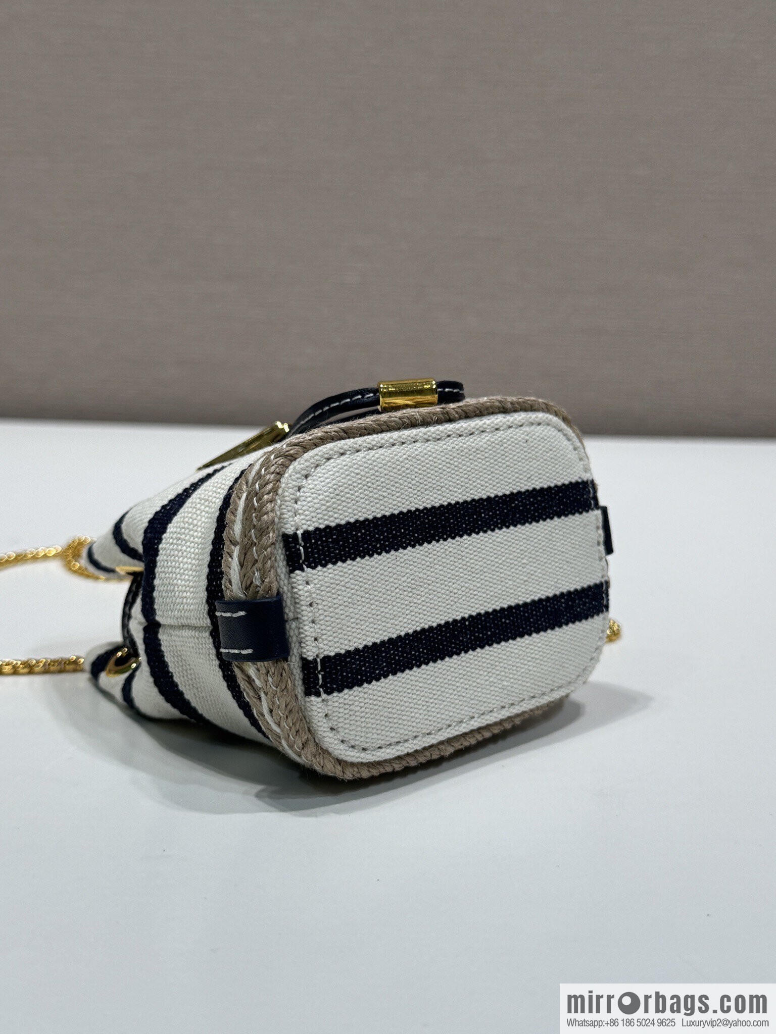 PRADA 🎉 Mini Bucket 🎉 1NR016 Striped 🎉🎉 Black Striped