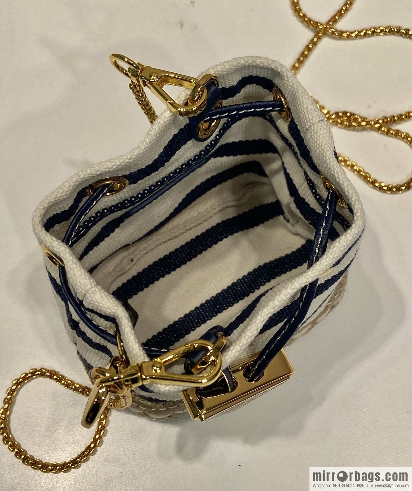 PRADA 🎉 Mini Bucket 🎉 1NR016 Striped 🎉🎉 Black Striped