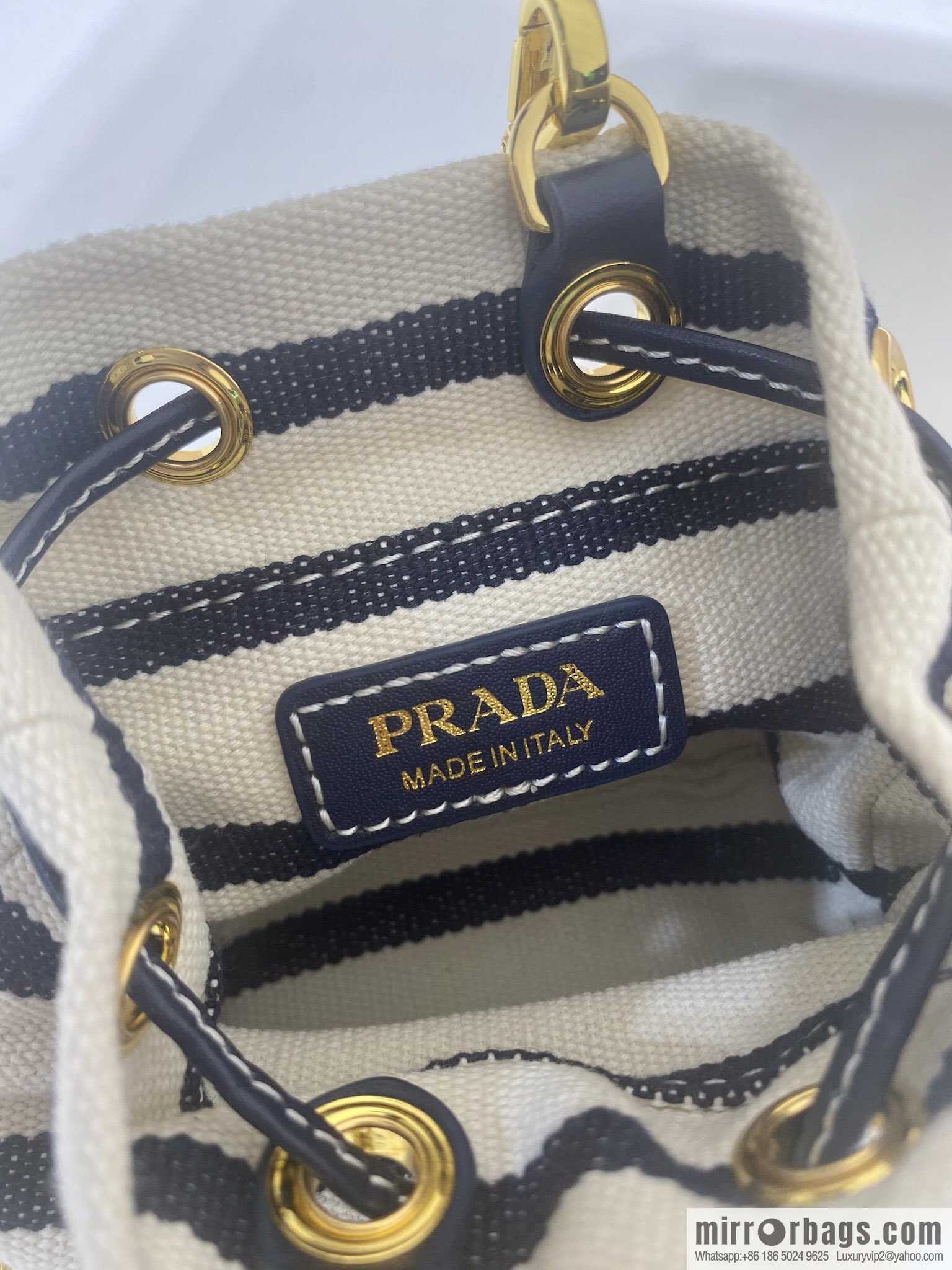 PRADA 🎉 Mini Bucket 🎉 1NR016 Striped 🎉🎉 Black Striped