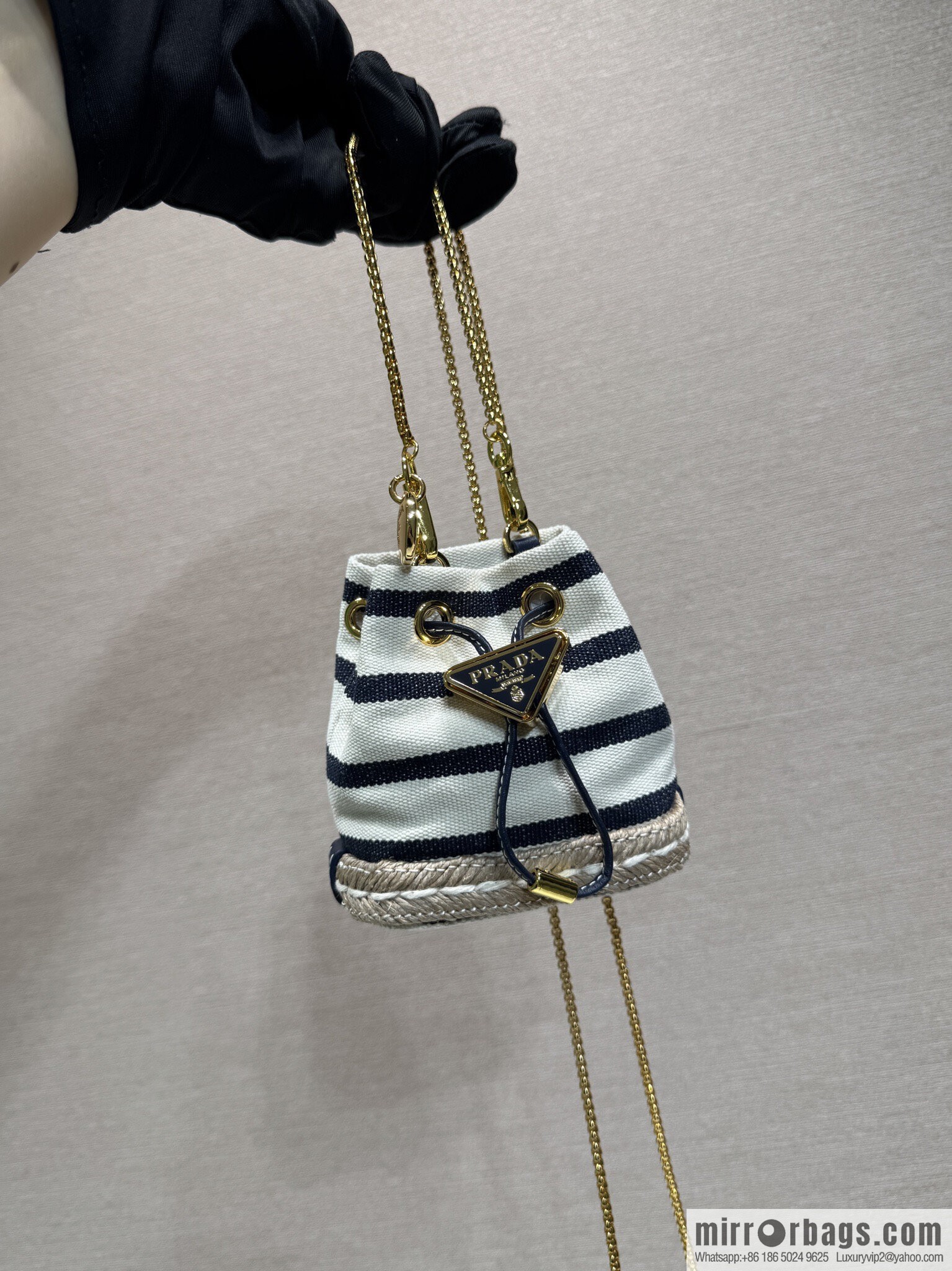 PRADA 🎉 Mini Bucket 🎉 1NR016 Striped 🎉🎉 Black Striped