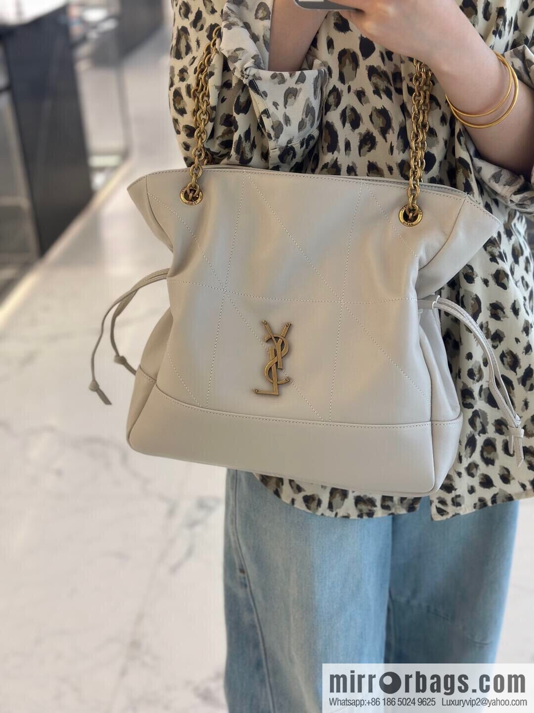 YSL 𝗝𝗮𝗺𝗶𝗲 𝟰.𝟯 small 𝗣𝗢𝗖𝗛𝗢𝗡_ lucky bag bucket bag 833948 white