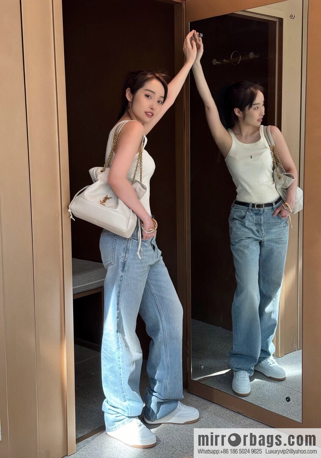 YSL 𝗝𝗮𝗺𝗶𝗲 𝟰.𝟯 small 𝗣𝗢𝗖𝗛𝗢𝗡_ lucky bag bucket bag 833948 white
