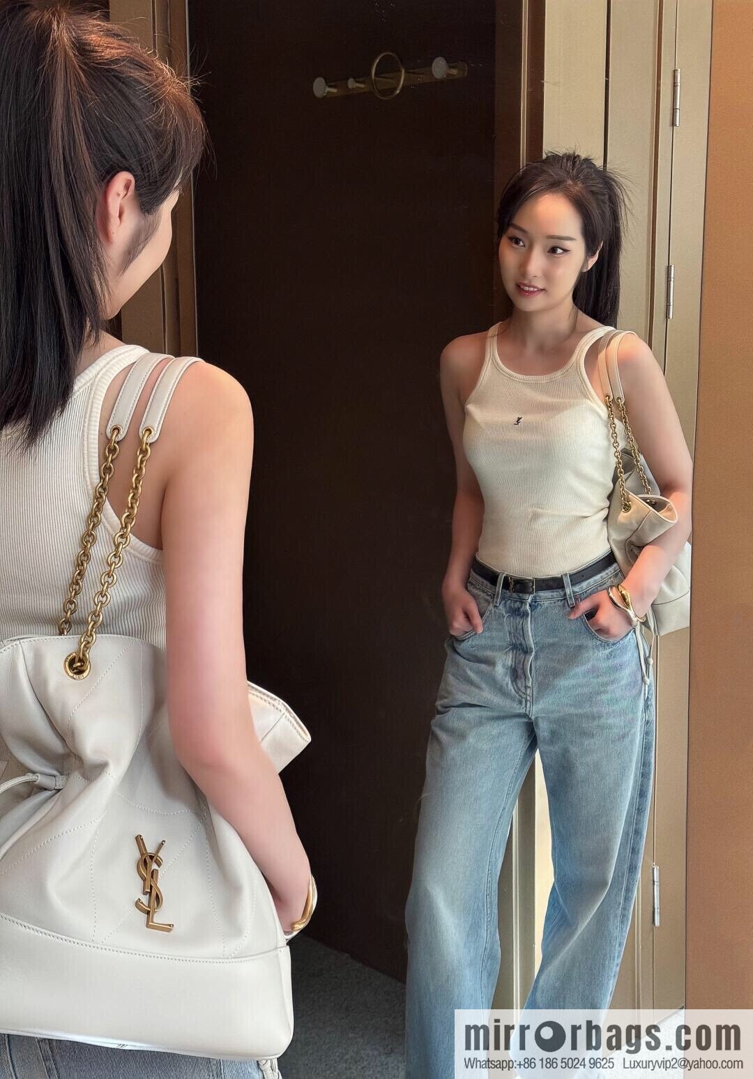 YSL 𝗝𝗮𝗺𝗶𝗲 𝟰.𝟯 small 𝗣𝗢𝗖𝗛𝗢𝗡_ lucky bag bucket bag 833948 white