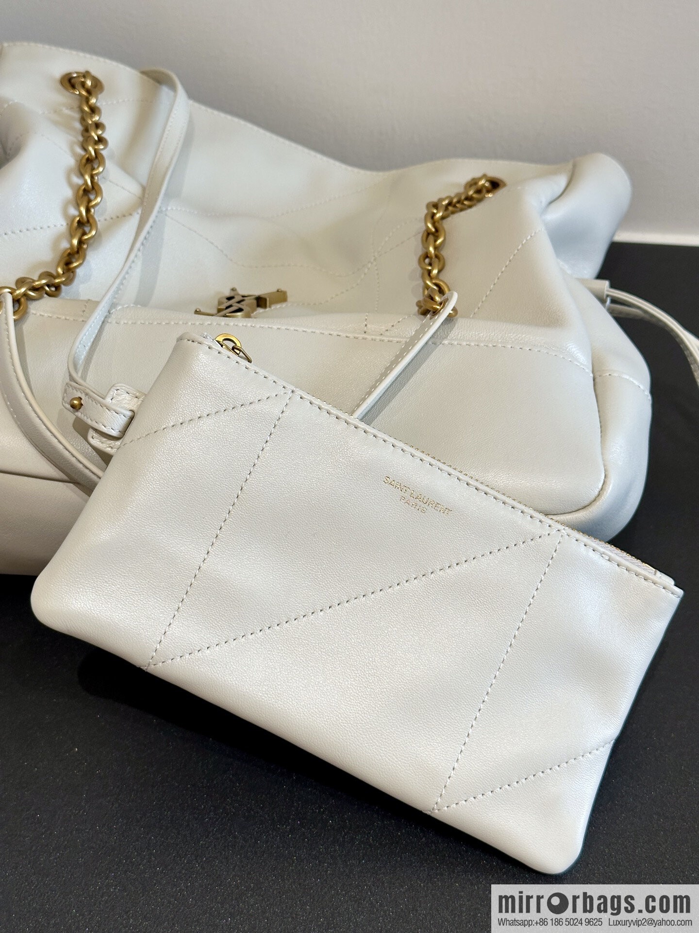YSL 𝗝𝗮𝗺𝗶𝗲 𝟰.𝟯 small 𝗣𝗢𝗖𝗛𝗢𝗡_ lucky bag bucket bag 833948 white