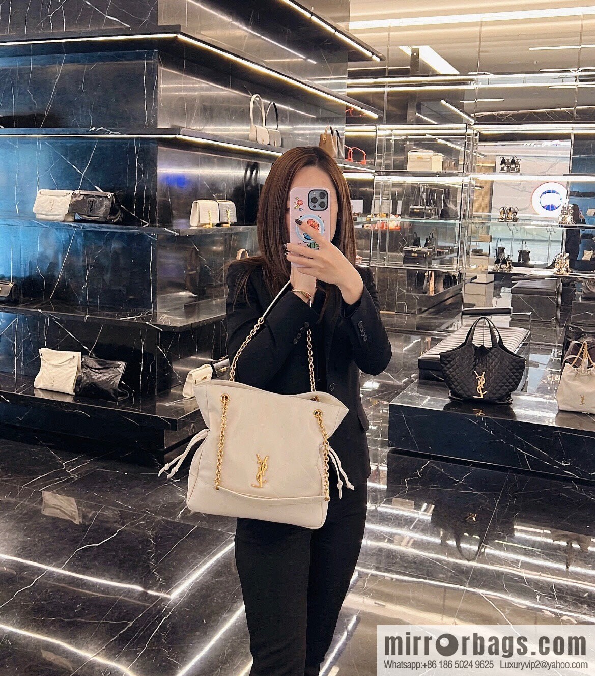 YSL ๐๐ฎ๐บ๐ถ๐ฒ ๐ฐ.๐ฏ large ๐ฃ๐ข๐๐๐ข๐ก_ lucky bag bucket bag 809824 white