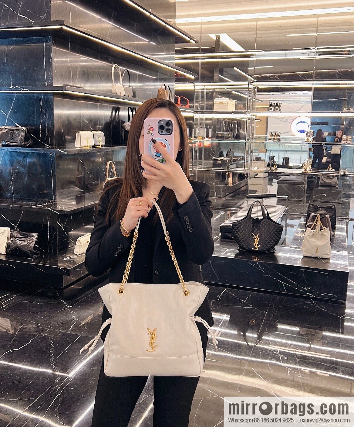 YSL ๐๐ฎ๐บ๐ถ๐ฒ ๐ฐ.๐ฏ large ๐ฃ๐ข๐๐๐ข๐ก_ lucky bag bucket bag 809824 white