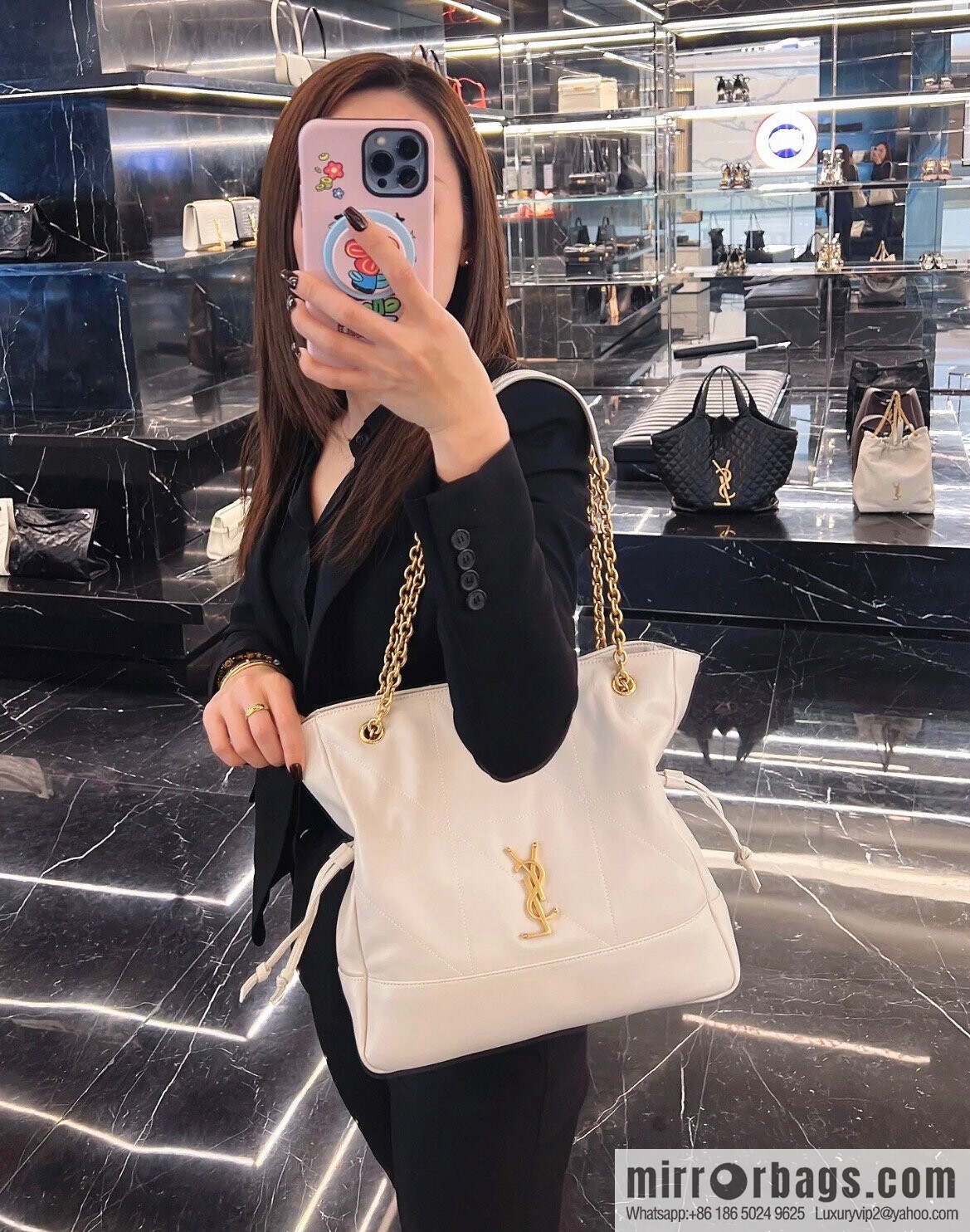 YSL ๐๐ฎ๐บ๐ถ๐ฒ ๐ฐ.๐ฏ large ๐ฃ๐ข๐๐๐ข๐ก_ lucky bag bucket bag 809824 white