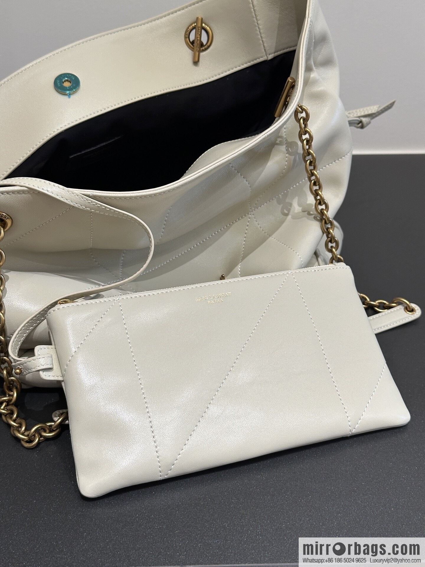 YSL 𝗝𝗮𝗺𝗶𝗲 𝟰.𝟯 large 𝗣𝗢𝗖𝗛𝗢𝗡_ lucky bag bucket bag 809824 white