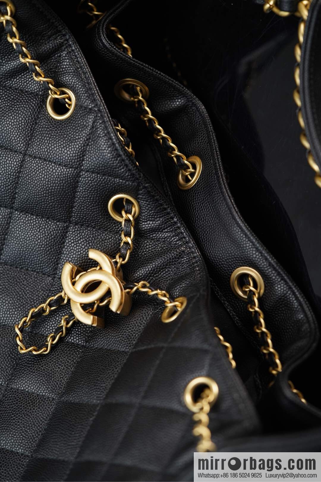 ππ‘ππ§ππ₯ πππ¬ π‘π¨ππ¨ πππ Drawstring Bucket Bag, Black Gold Caviar, Large βοΈ AS5311