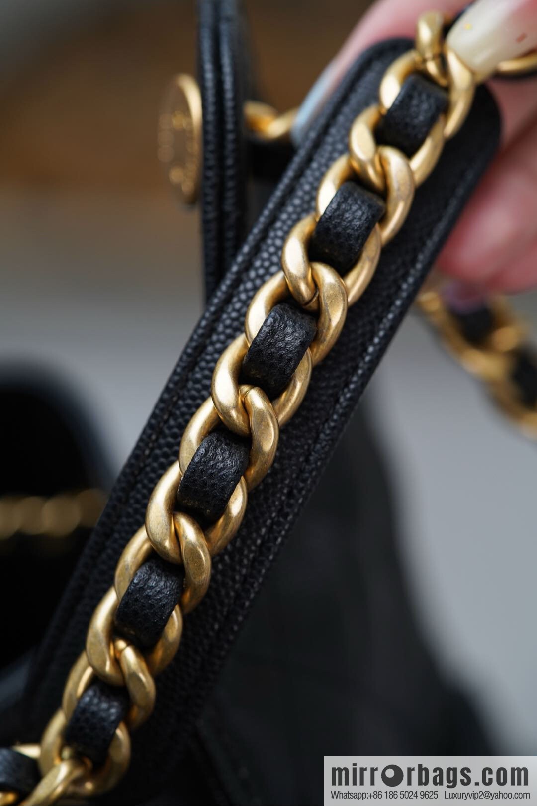 ππ‘ππ§ππ₯ πππ¬ π‘π¨ππ¨ πππ Drawstring Bucket Bag, Black Gold Caviar, Large βοΈ AS5311