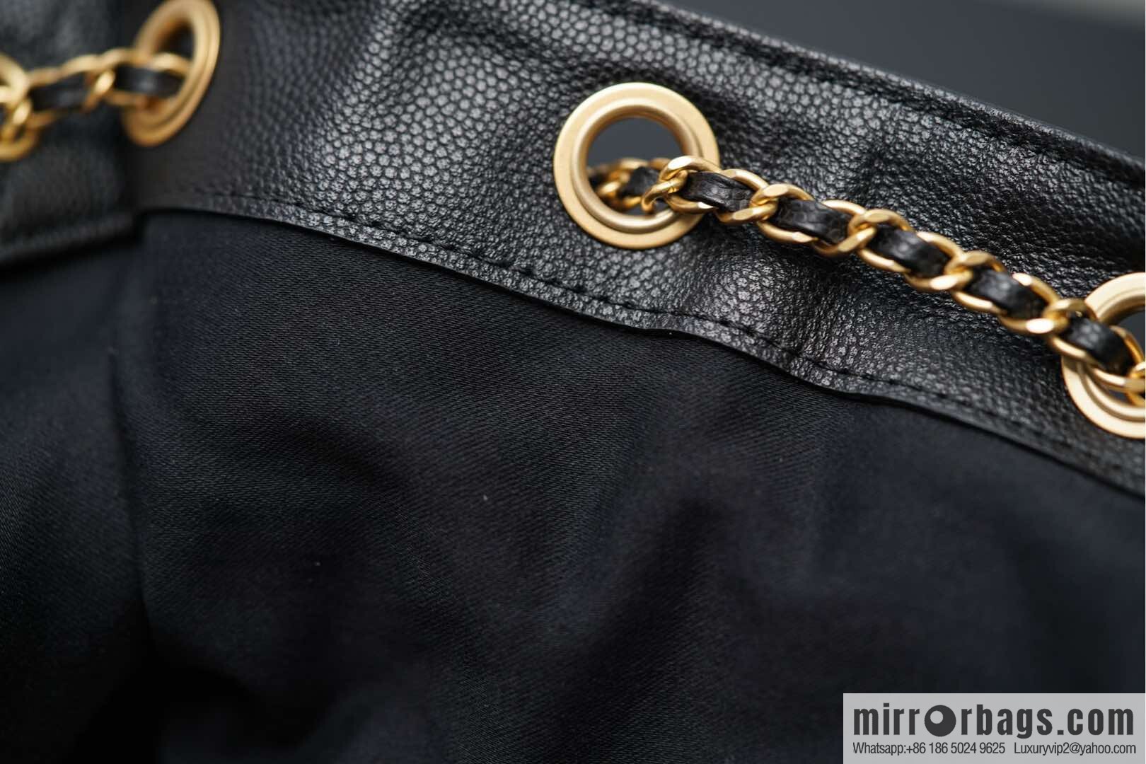 ππ‘ππ§ππ₯ πππ¬ π‘π¨ππ¨ πππ Drawstring Bucket Bag, Black Gold Caviar, Large βοΈ AS5311