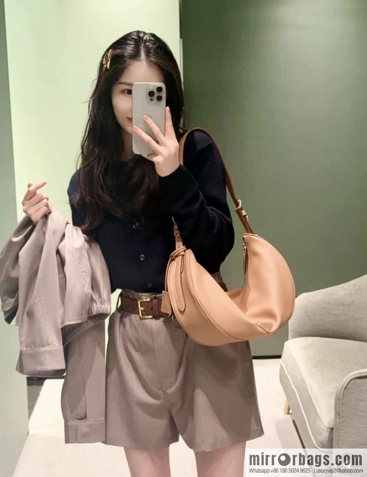PRADA 🎉 New 🎉 1BC255 Underarm Bag 🎉🎉 Caramel