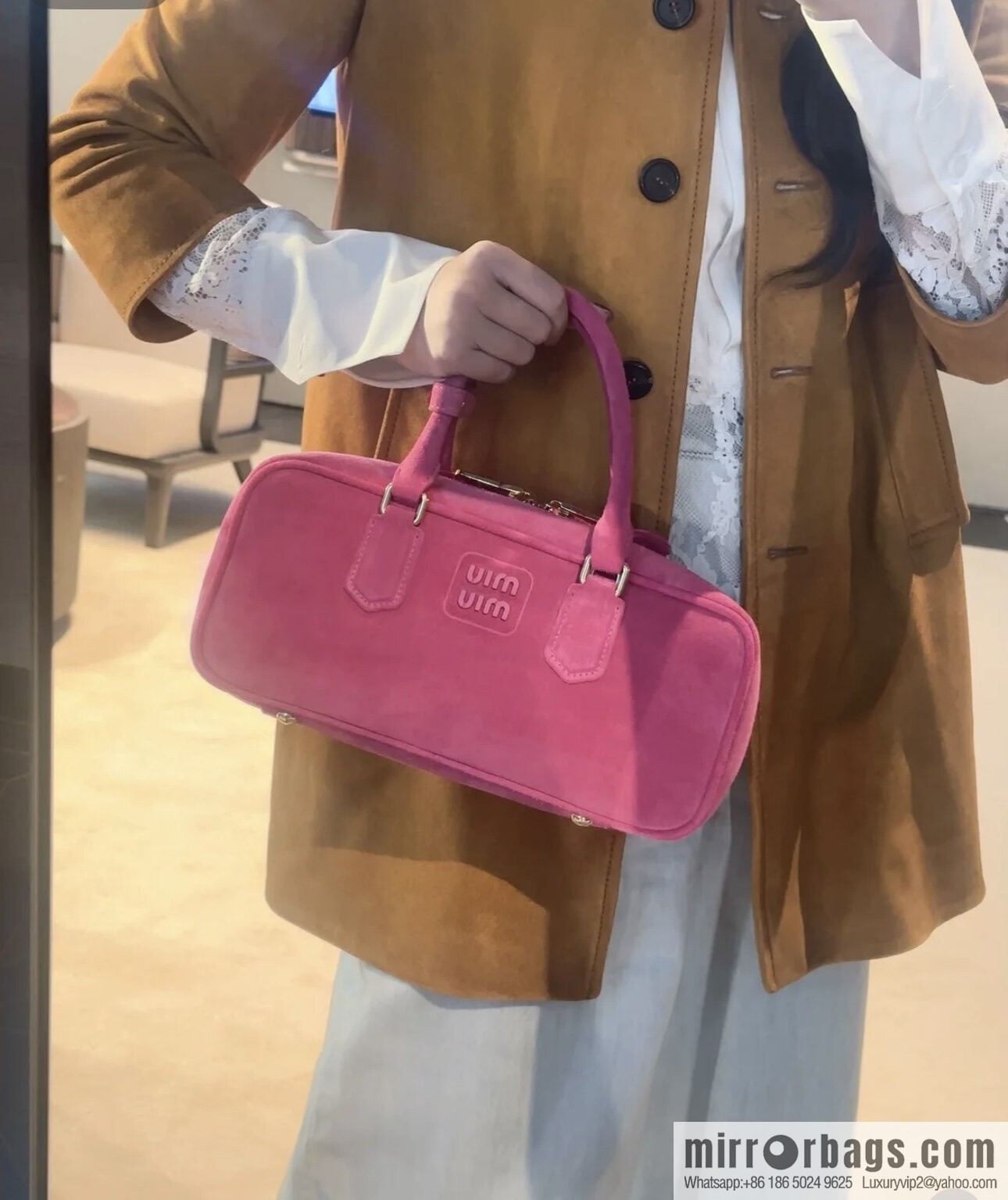 MIUMIU new bowling bag 5BB148 suede large