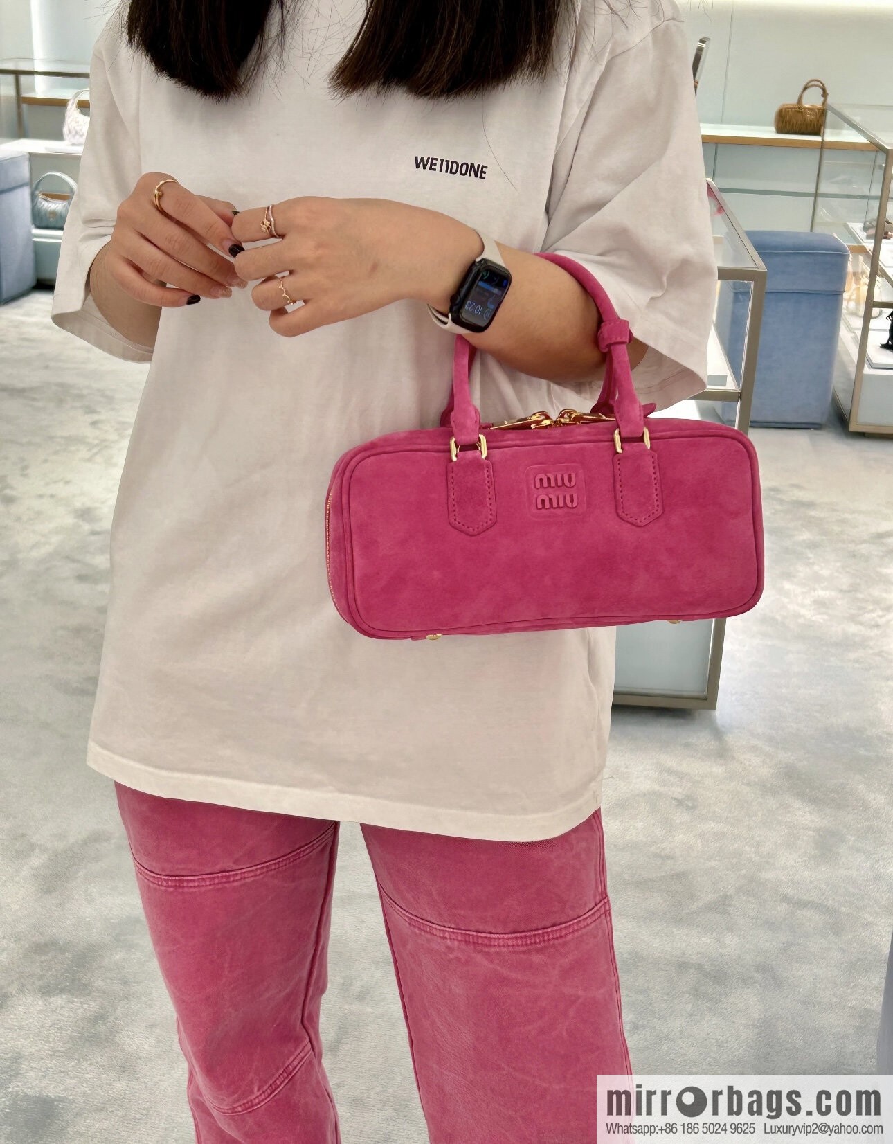 MIUMIU new bowling bag 5BB148 suede large